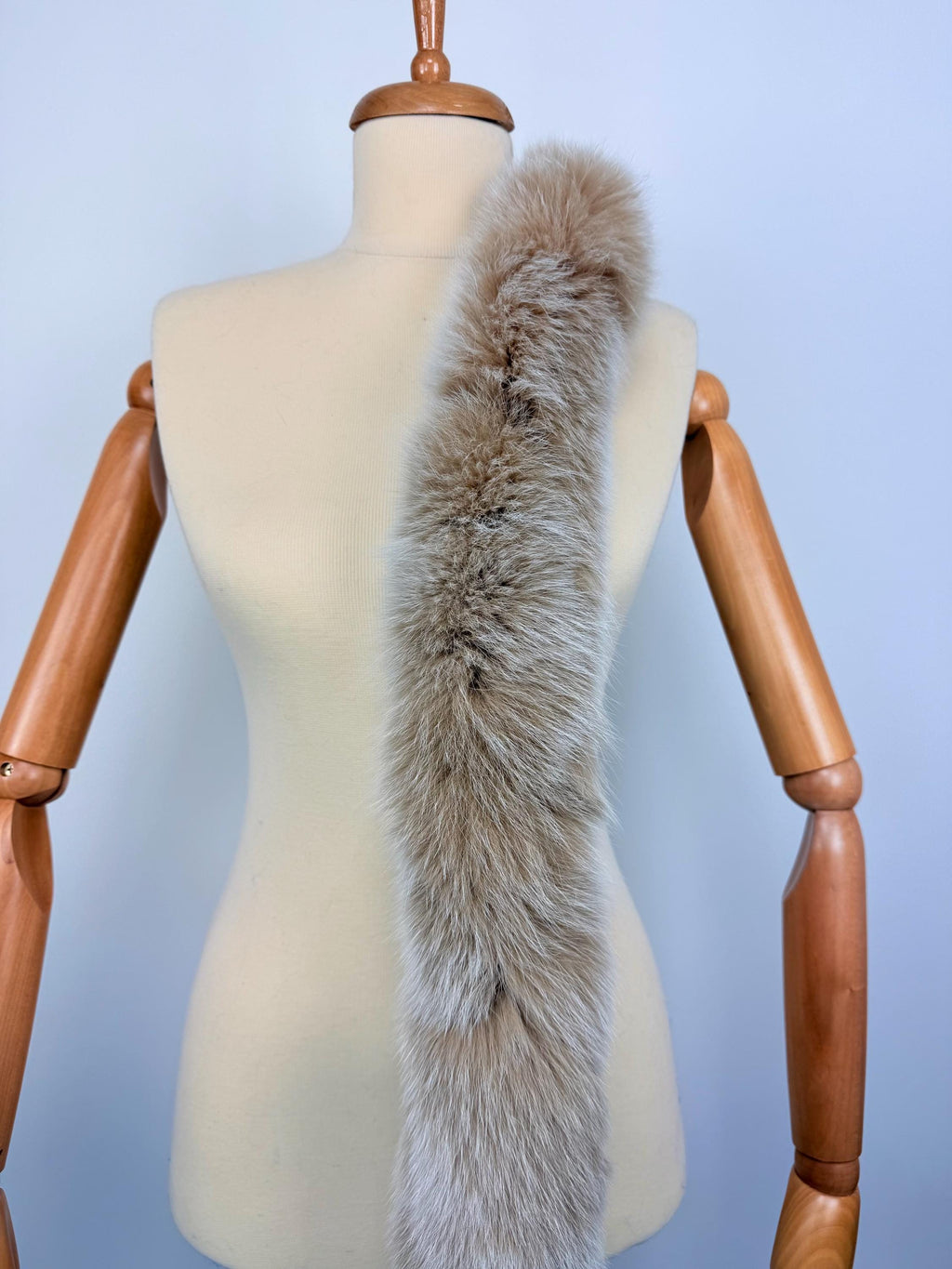 Luxury Beige Fox Fur Scarf – Real Fur, Handmade in Greece, Elegant Winter Scarf