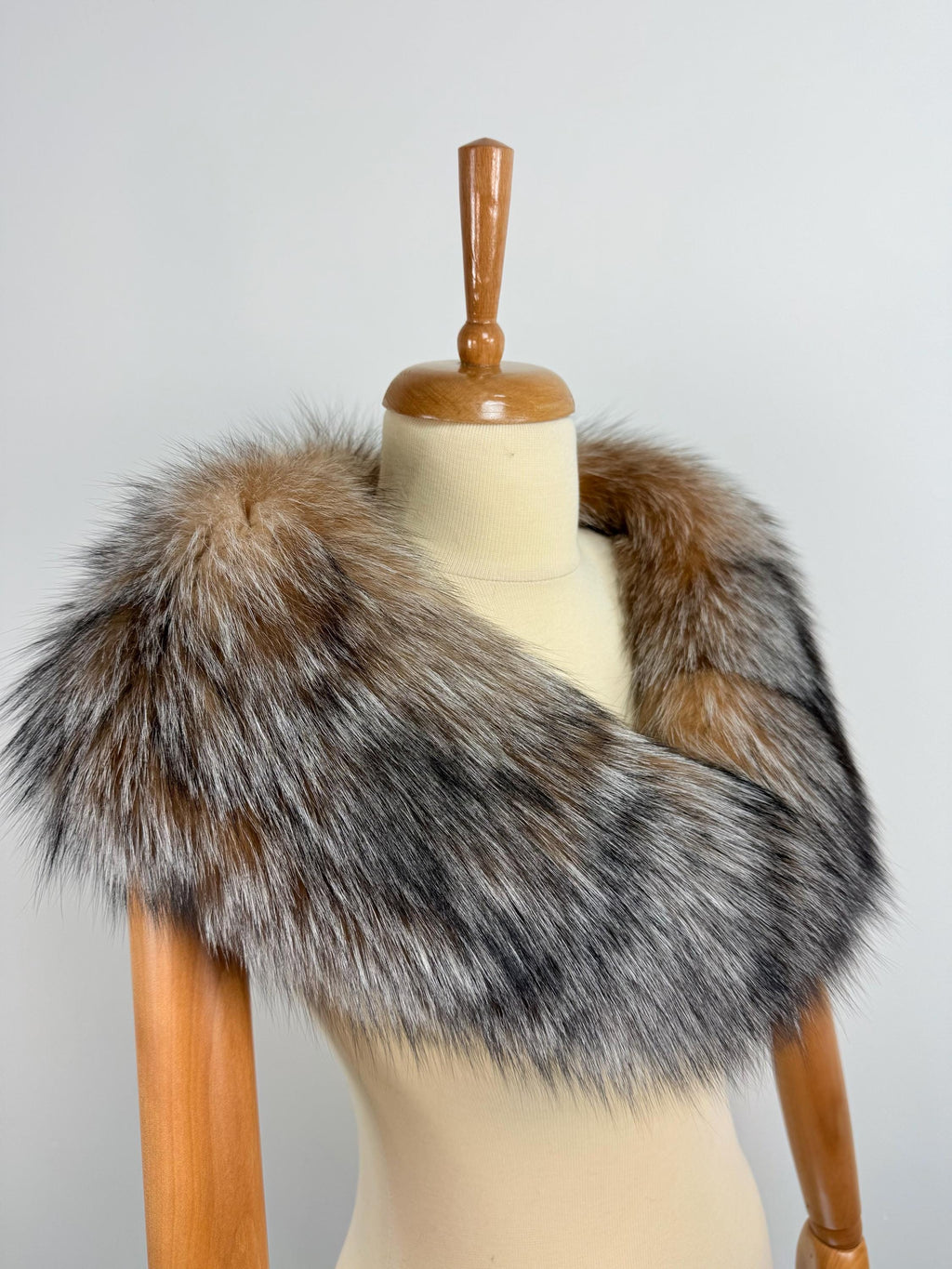 Crystal Fox Fur Collar – Real Fur Stole, Handmade in Greece, Luxury Fur Accessory