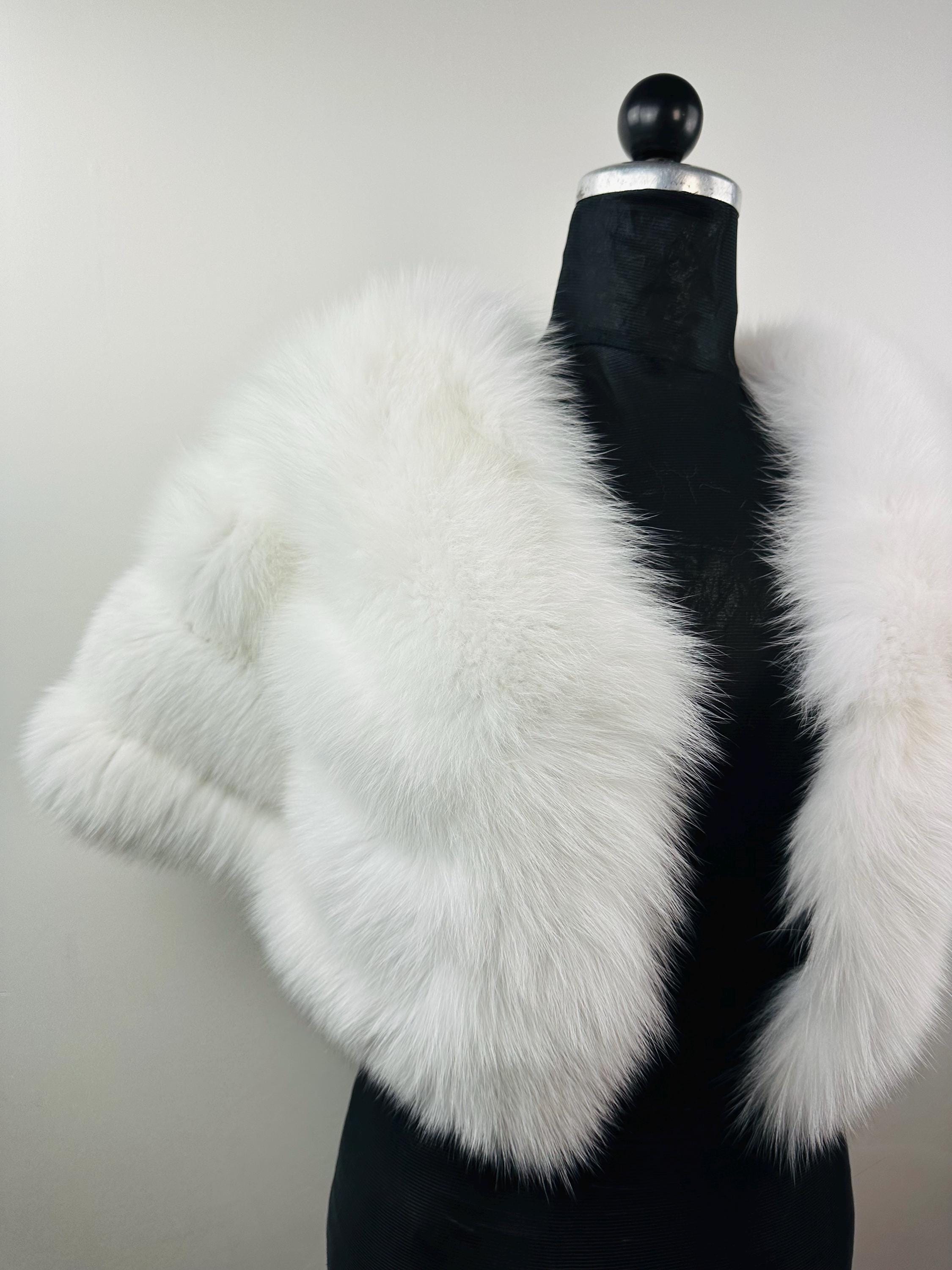White fox fur stole, real fur bridal shawl warp, wedding etole