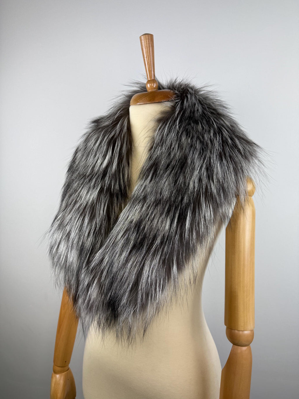 Genuine Silver Fox Fur Collar - Luxury Fur Stole, Winter Collars Accessories
