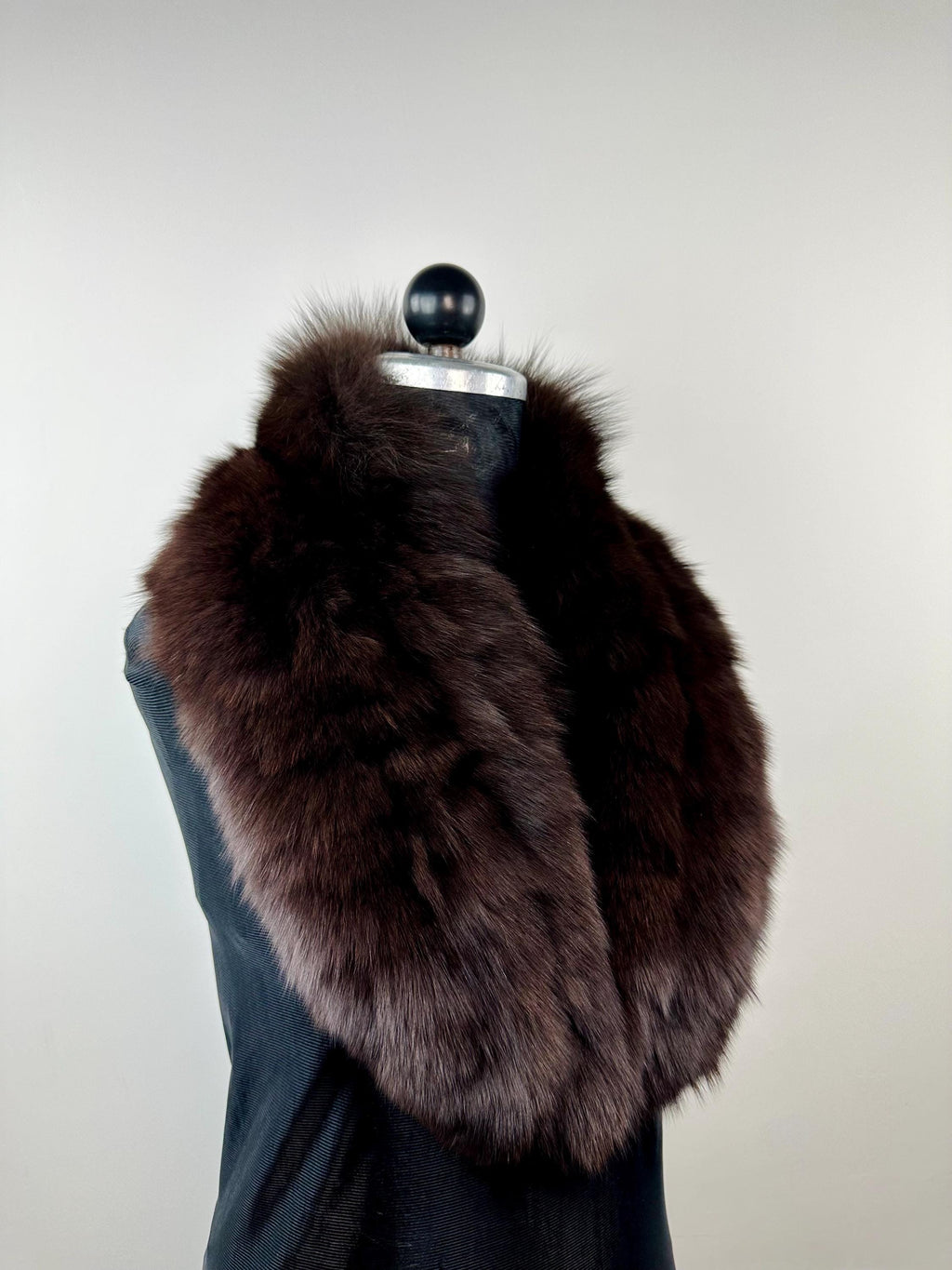 Dark Brown Fox Fur Collar – Real Fur Collar, Handmade in Greece, Luxury Neck Accessory