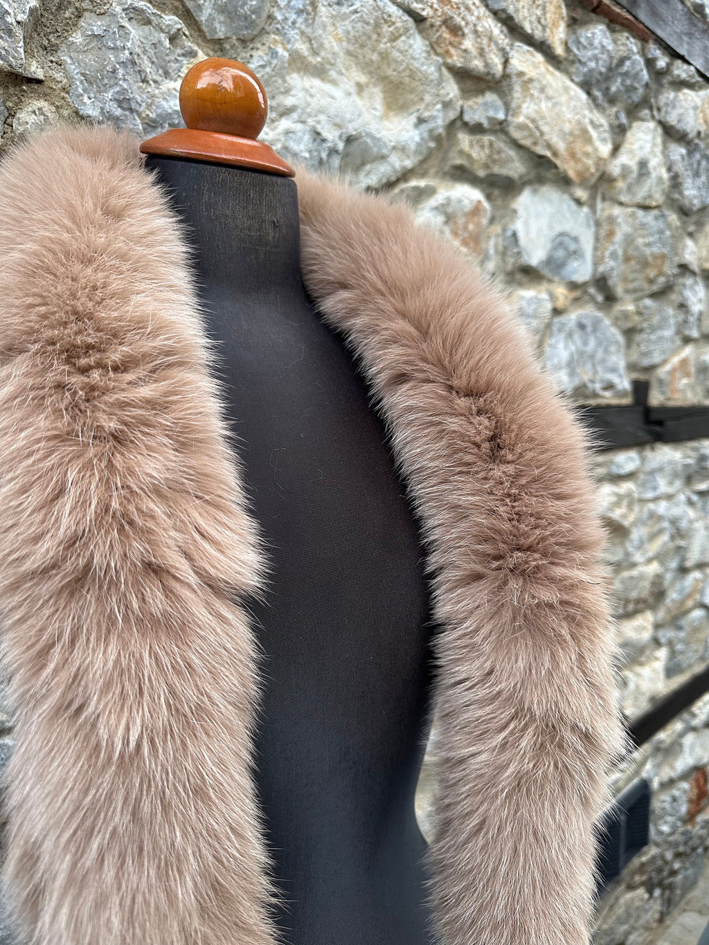 Beige Fox Fur Scarf – Real Fur Scarf, Handmade in Greece, Luxury Winter Scarf