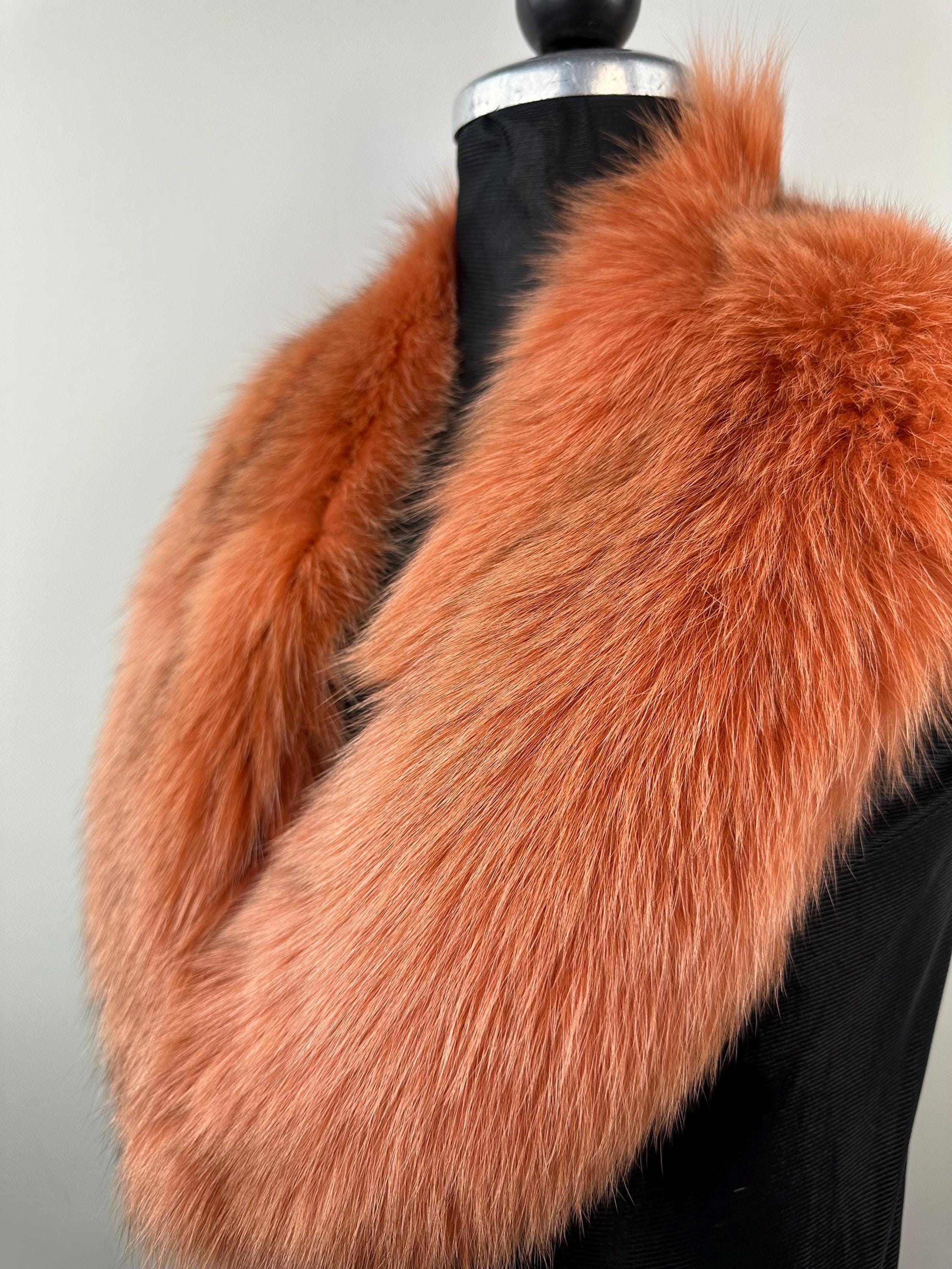 Luxury Orange Fox Fur Collar: Genuine Fur Stole