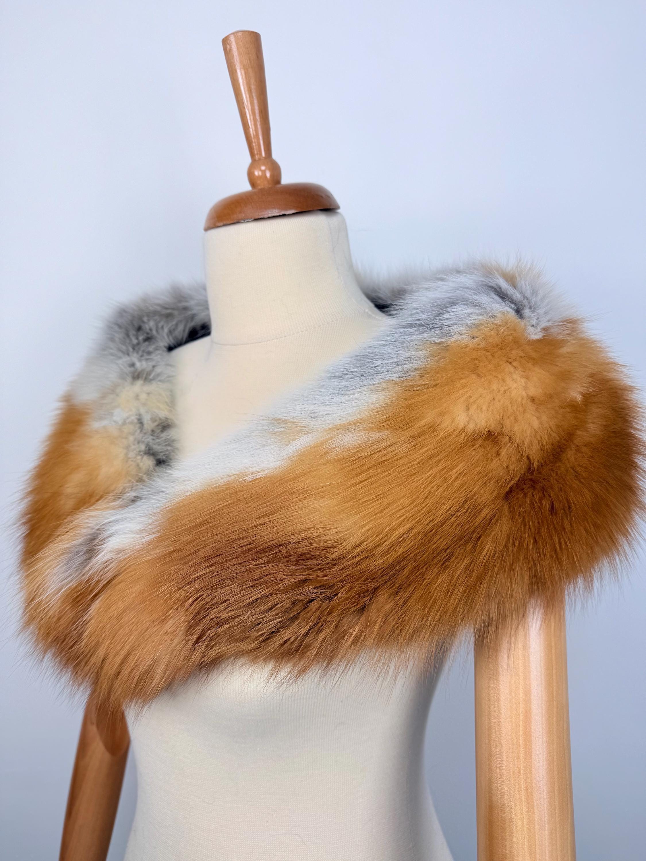 Red Fox Fur Collar, Real Fur Collar, Handmade Fur Collar, Luxury Winter Fur Accessory