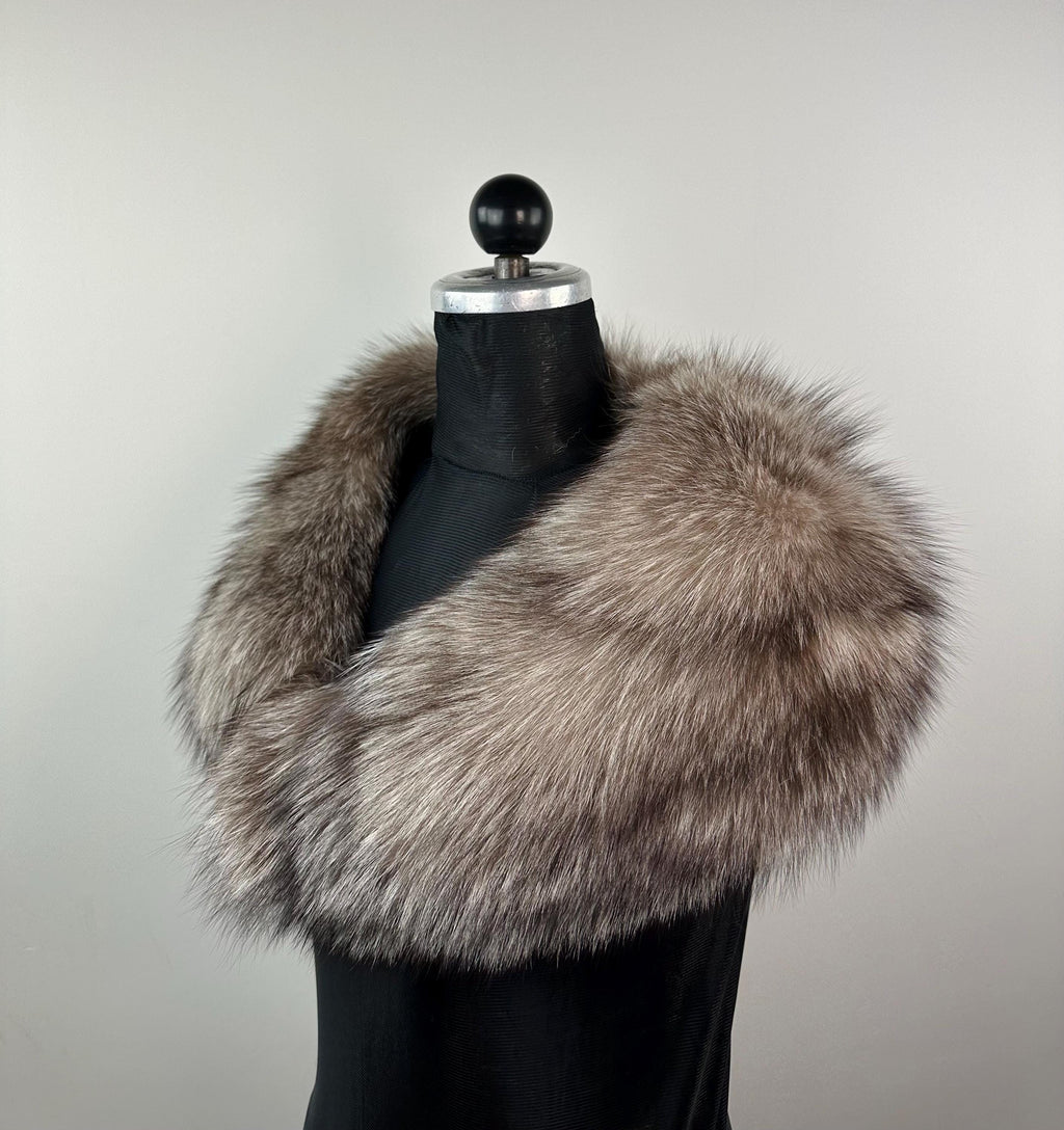 Crystal Frost Fox Fur Collar – Real Fur Collar, Handmade in Greece, Luxury Neck Accessory