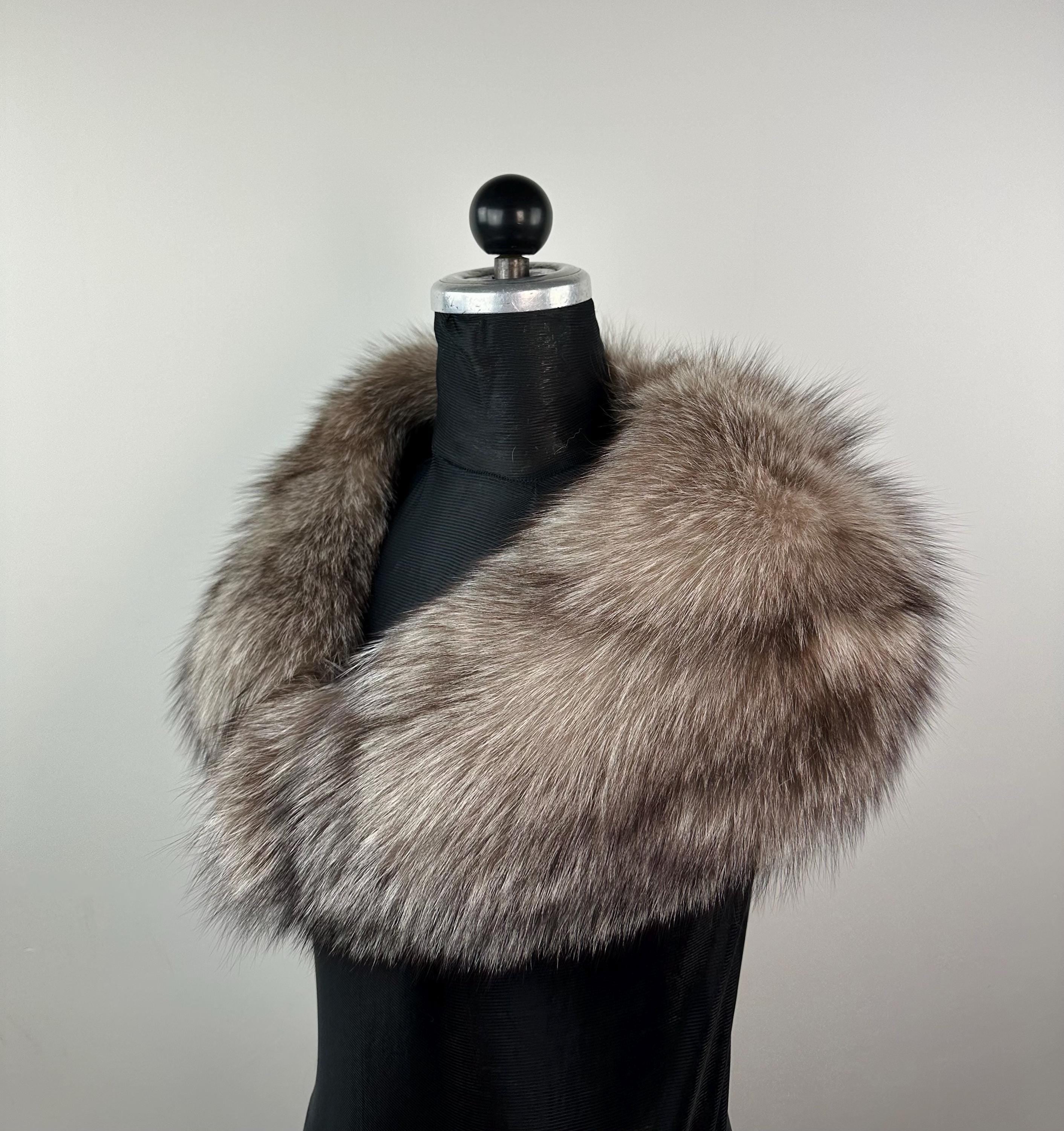 Crystal Frost Fox Fur Collar – Real Fur Collar, Handmade in Greece, Luxury Neck Accessory