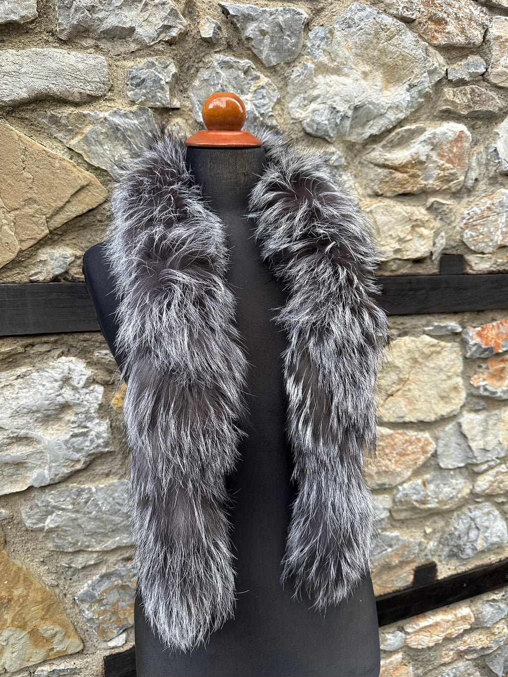 Handmade Silver Fox Fur Scarf – Real Fur, Made in Greece, Luxury Winter Scarf