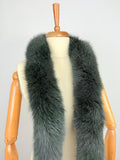 Green Fox Fur Scarf – Real Fur Scarf, Handmade in Greece, Luxury Winter Scarf