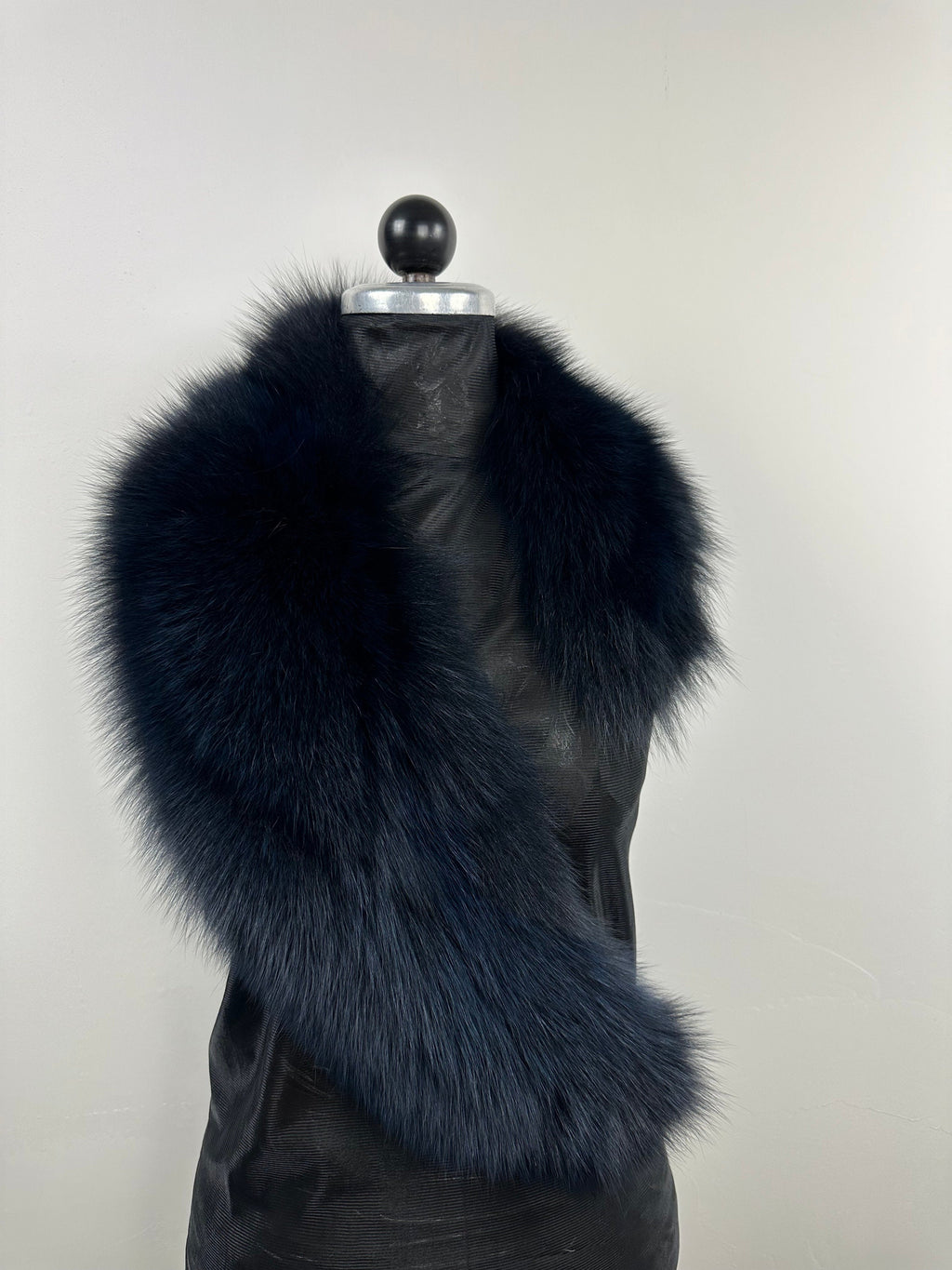 Midnight Blue Fox Fur Collar – Real Fur Collar, Handmade in Greece, Luxury Neck Accessory
