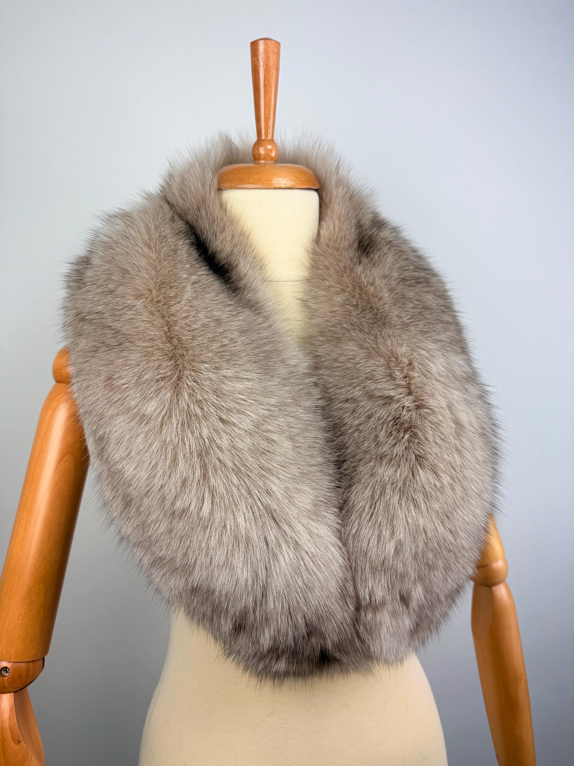 Genuine Cinnamon Beige Fox Fur Collar: Luxurious Real Fur Stole