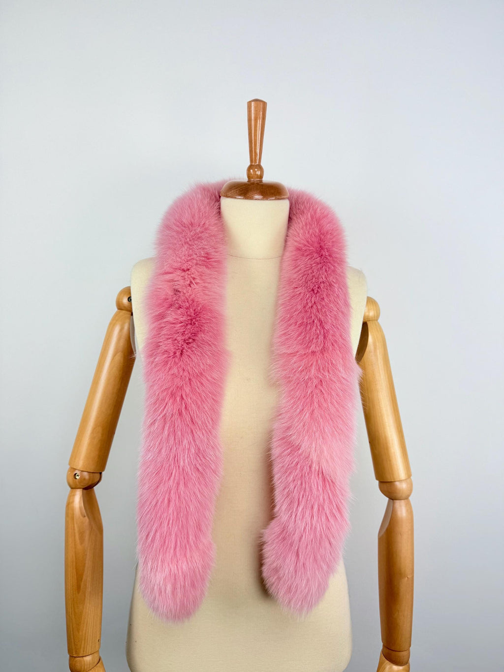 Pink Fox Fur Scarf – Real Fur Scarf, Handmade in Greece, Luxury Winter Scarf