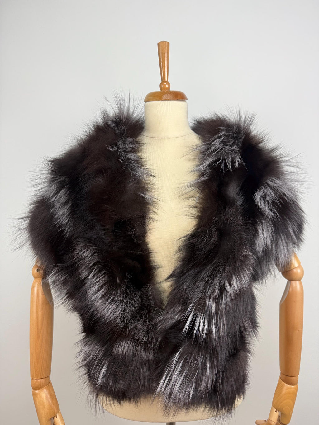 Silver Fox Fur Shawl – Real Fur Shawl, Handmade in Greece, Luxury Evening Wrap