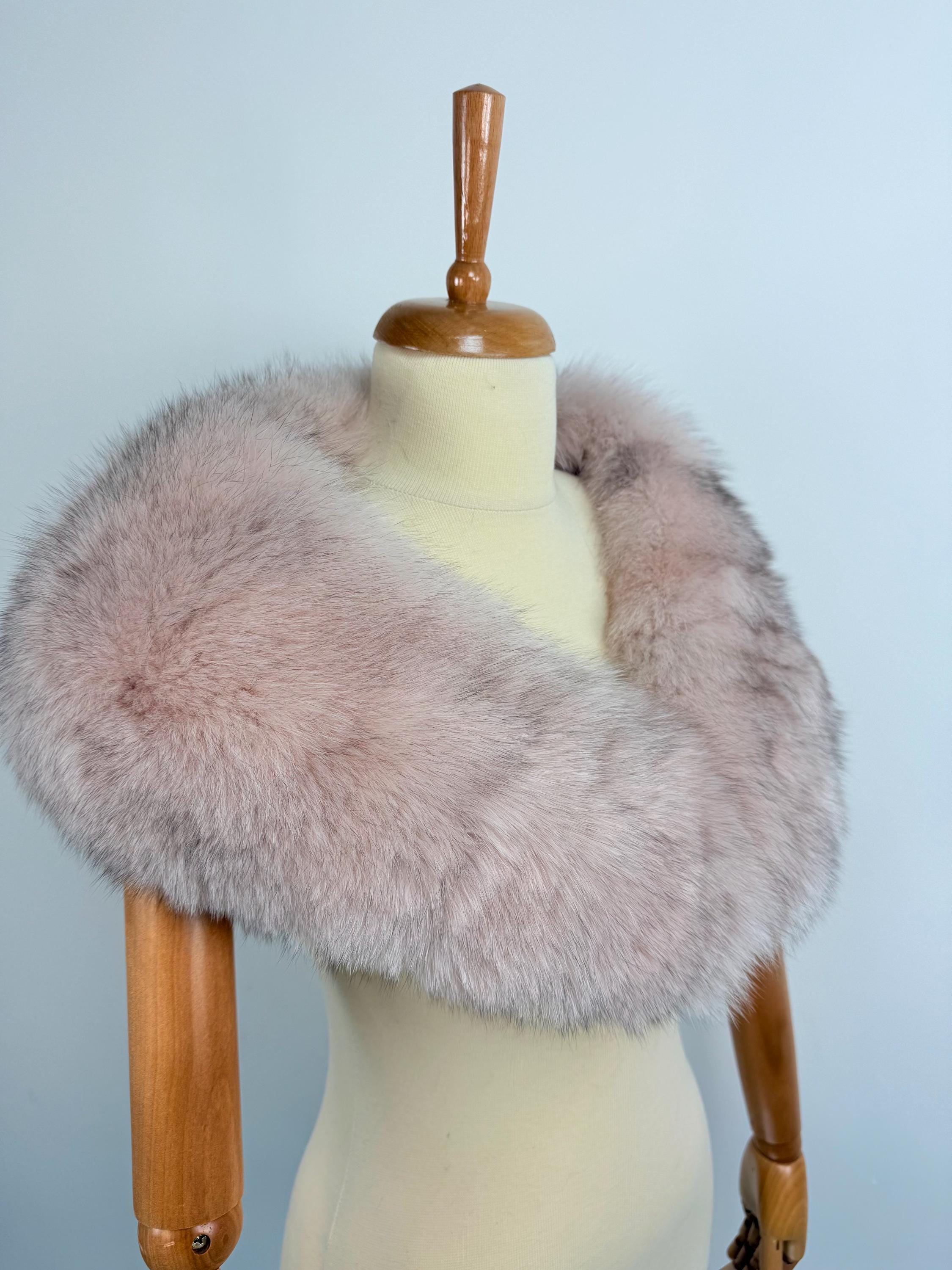 Light Pink Fox Fur Collar – Real Fur Collar, Handmade in Greece, Luxury Neck Accessory