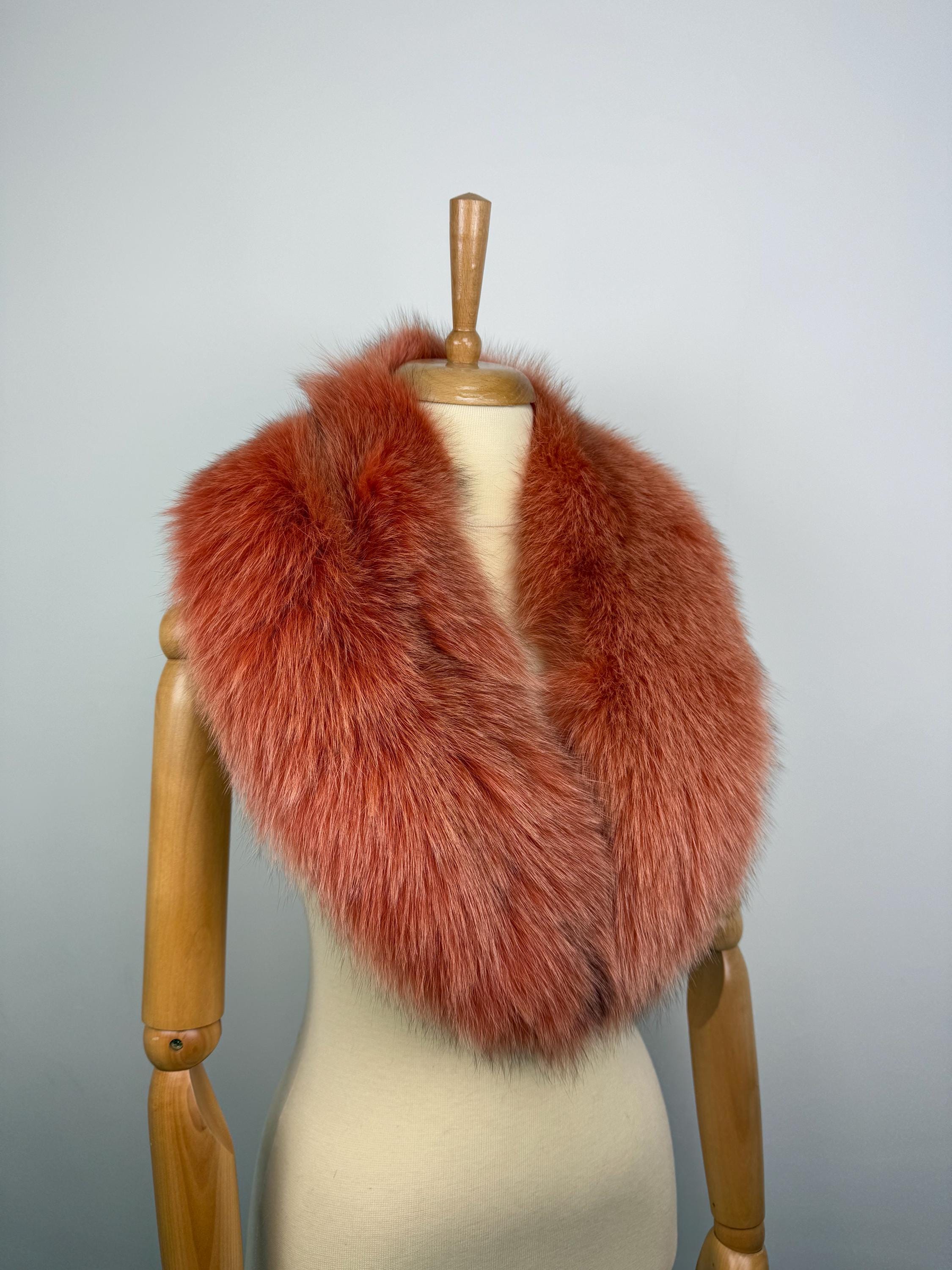 Orange Fox Fur Collar – Real Fur Collar, Handmade in Greece, Luxury Neck Accessory