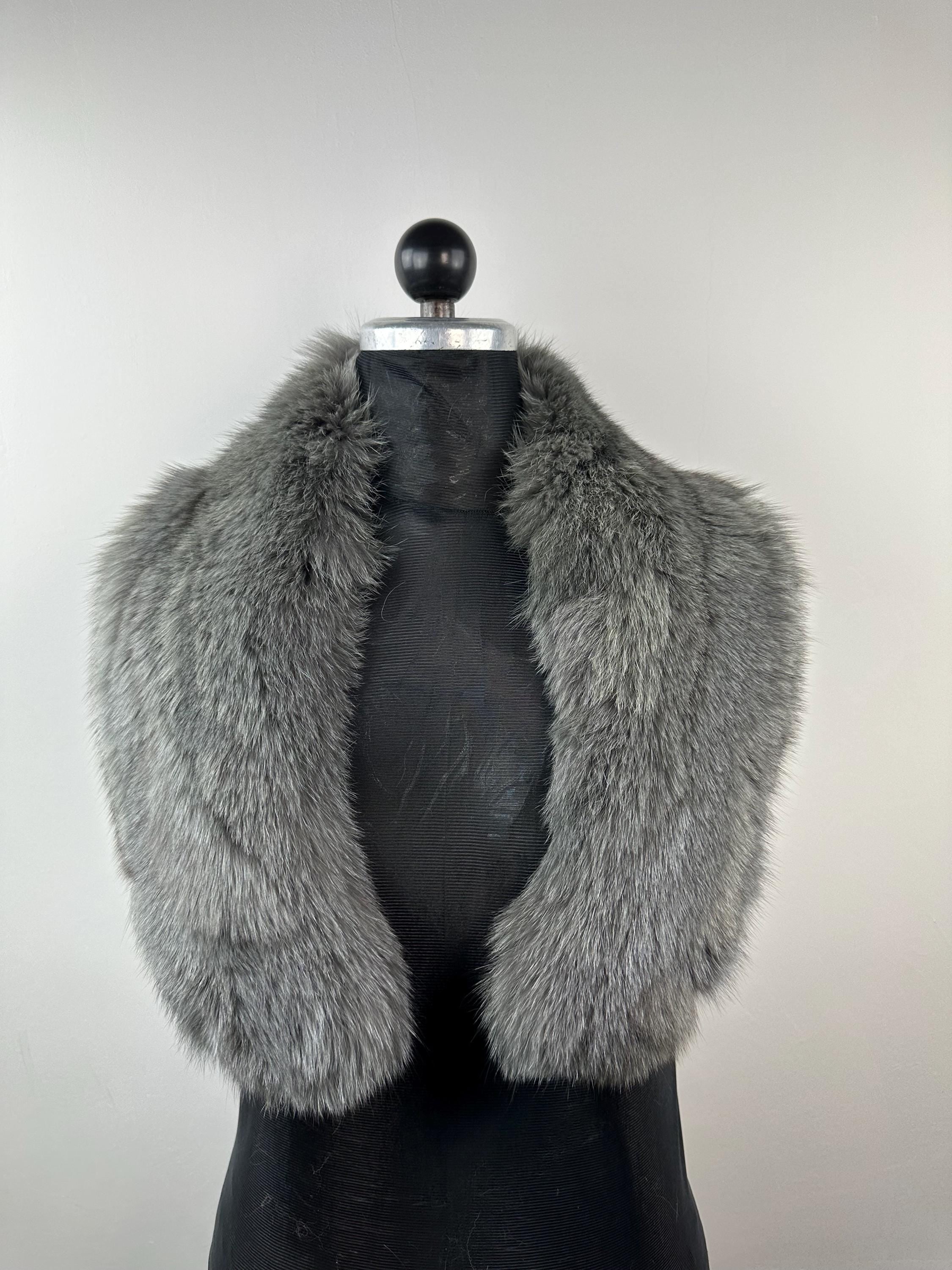 Luxury Gray Fox Fur Collar – Real Fur, Handmade in Greece, Elegant Neck Accessory