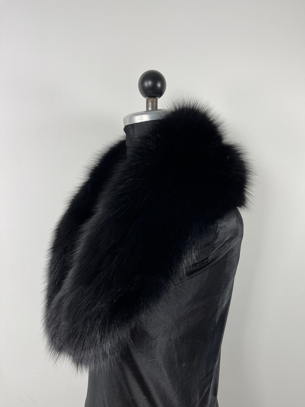 Black Fox Fur Collar – Real Fur Collar, Handmade in Greece, Luxury Neck Accessory