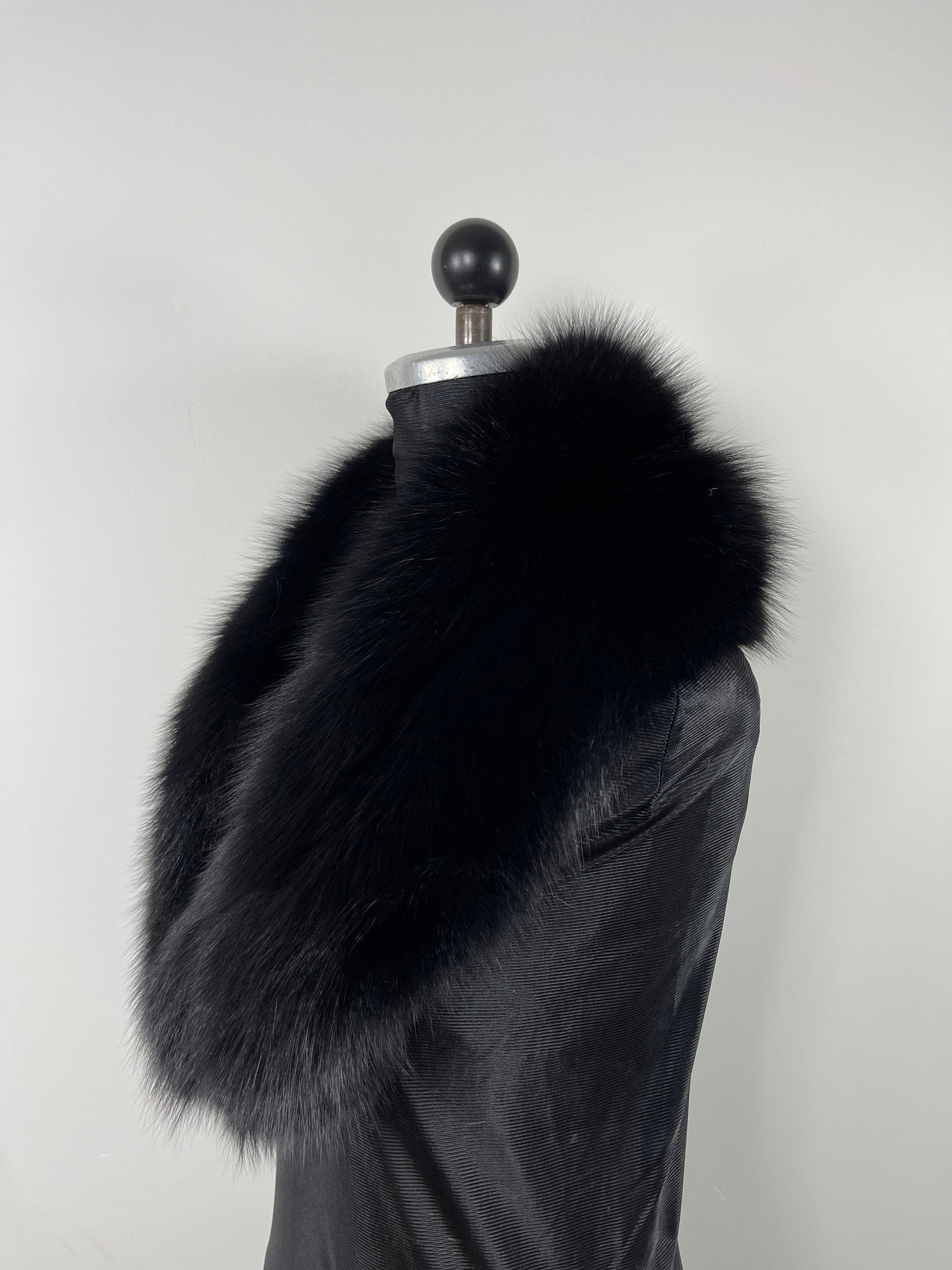 Black Fox Fur Collar – Real Fur Collar, Handmade in Greece, Luxury Neck Accessory