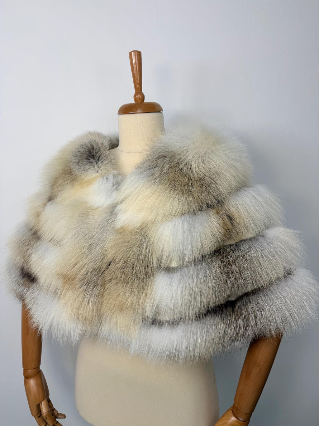 Fawn light fox fur stole, real fur bridal shawl, wedding warp