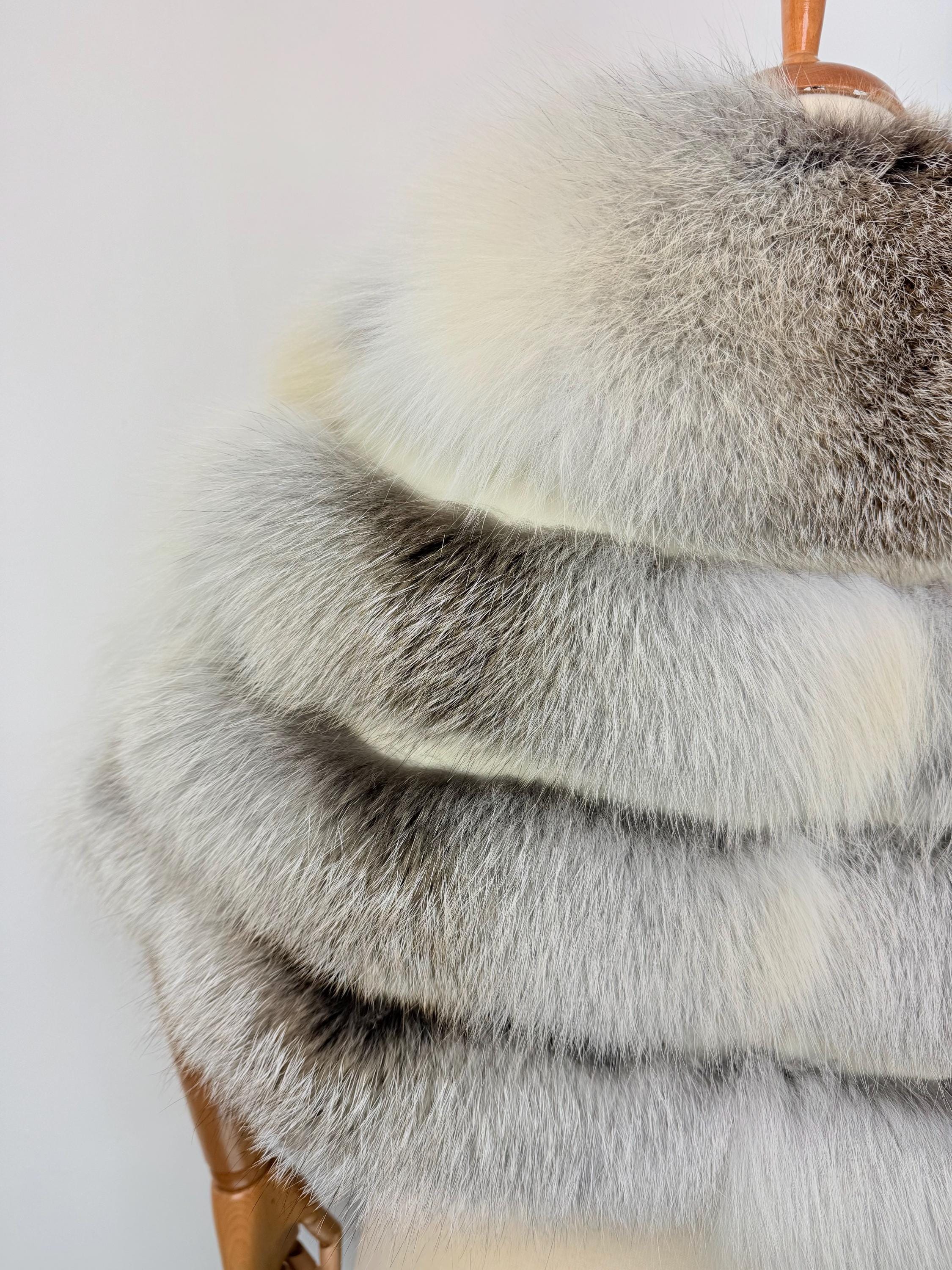 Fawn light fox fur stole, real fur bridal shawl, wedding warp
