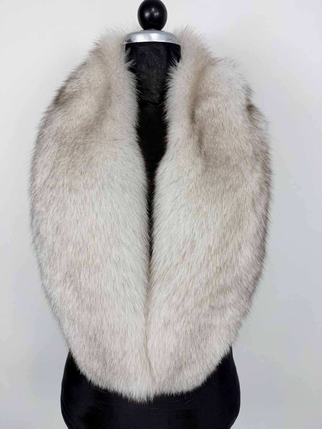 Blue Fox Fur Stole – Real Fur Wrap, Extra Long Luxury Fur, Handmade in Greece