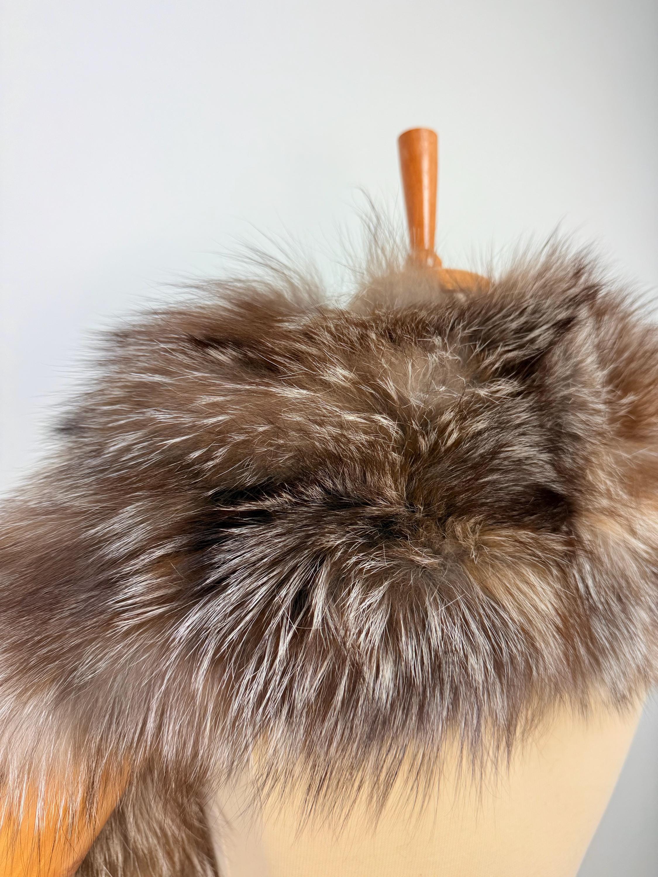 Genuine Crystal Fox Fur Stole: Extra Long Fur Collar