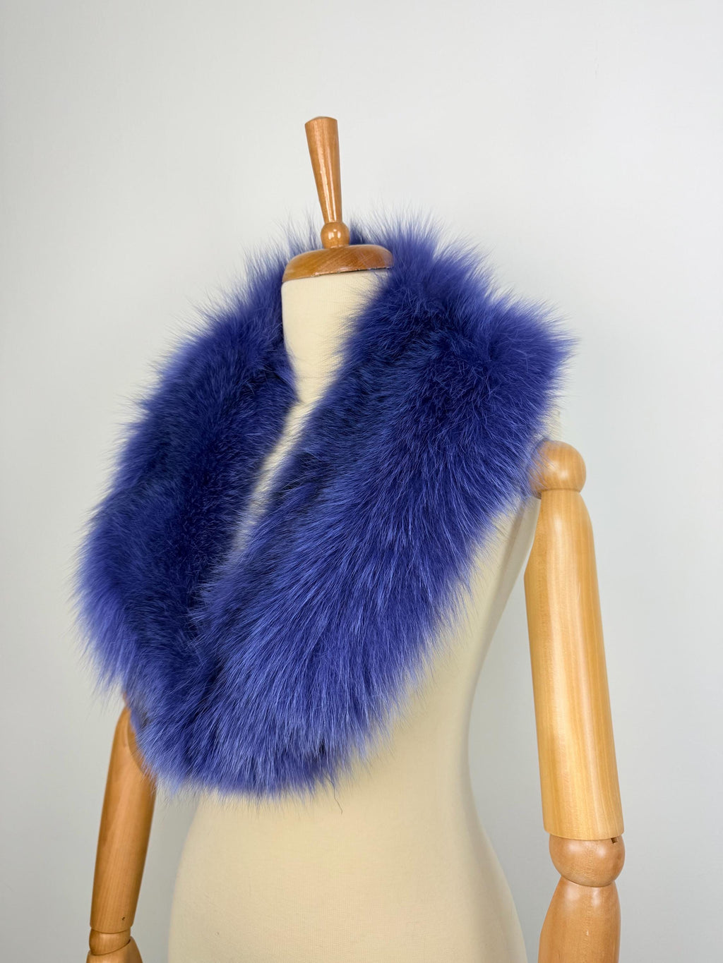 Luxury Royal Blue Fox Fur Collar – Real Fur, Handmade in Greece, Elegant Neck Accessory