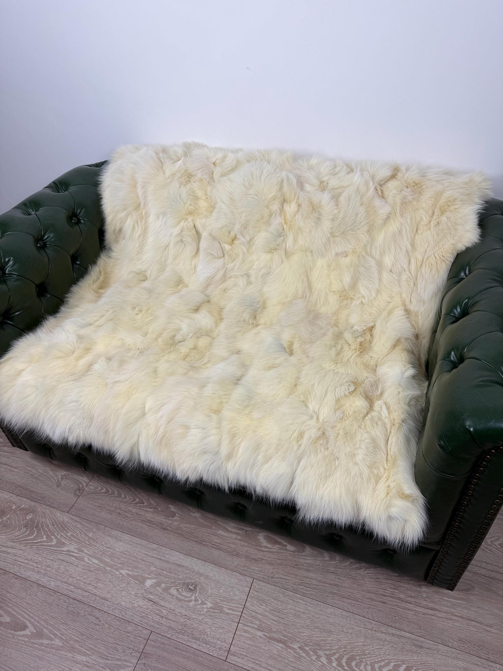 Luxury Yellow Fox Fur Blanket: Handmade Fur Bedspread