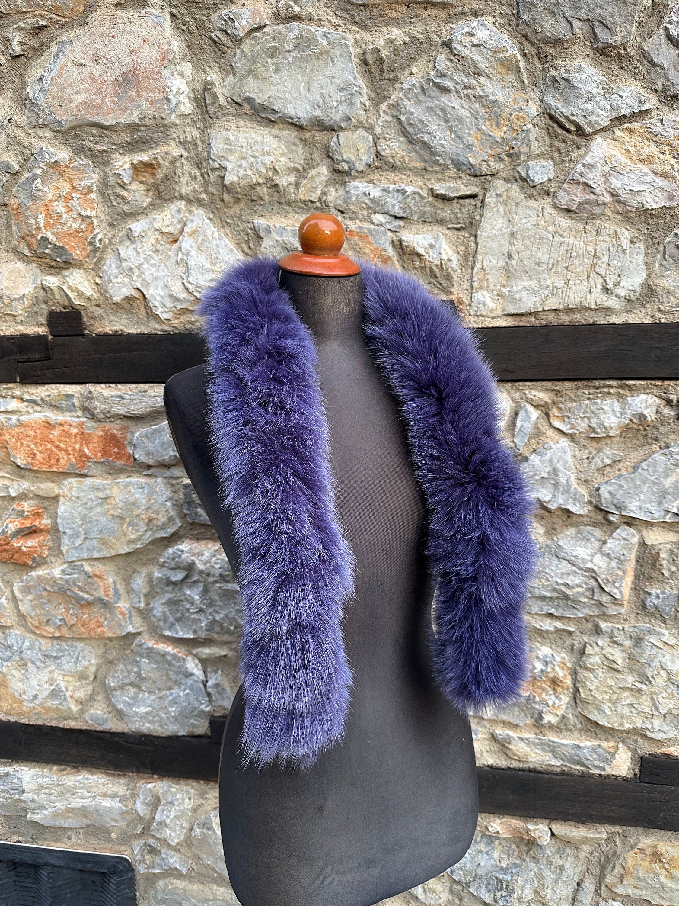 Purple Fox Fur Scarf: Genuine Warm Fur,  Neck Wrap