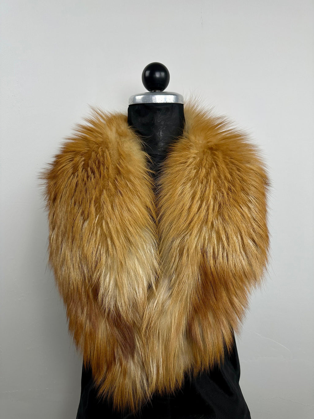 Golden Fox Fur Collar – Real Fur Neck Wrap, Luxury Handmade Stole