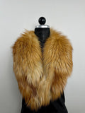Golden Fox Fur Collar – Real Fur Neck Wrap, Luxury Handmade Stole