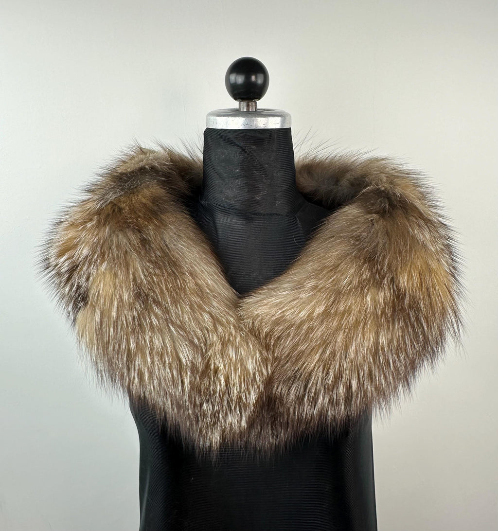 Genuine Crystal Fox Fur Collar: Handmade Fur Stole