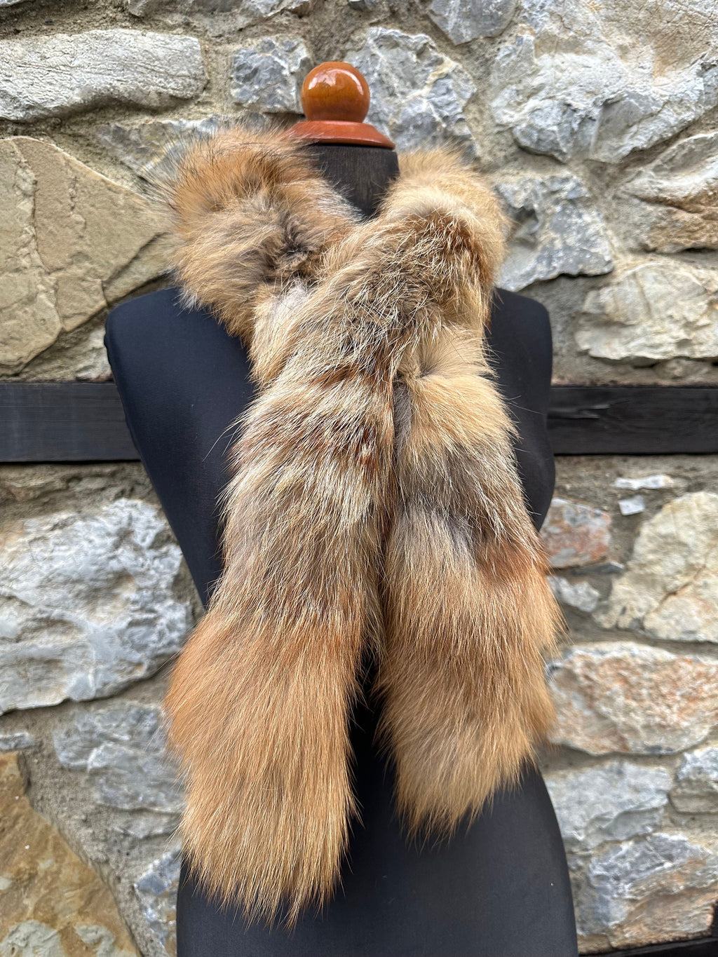 Luxury Gold Fox Fur Scarf – Real Fur, Handmade in Greece, Elegant Winter Scarf