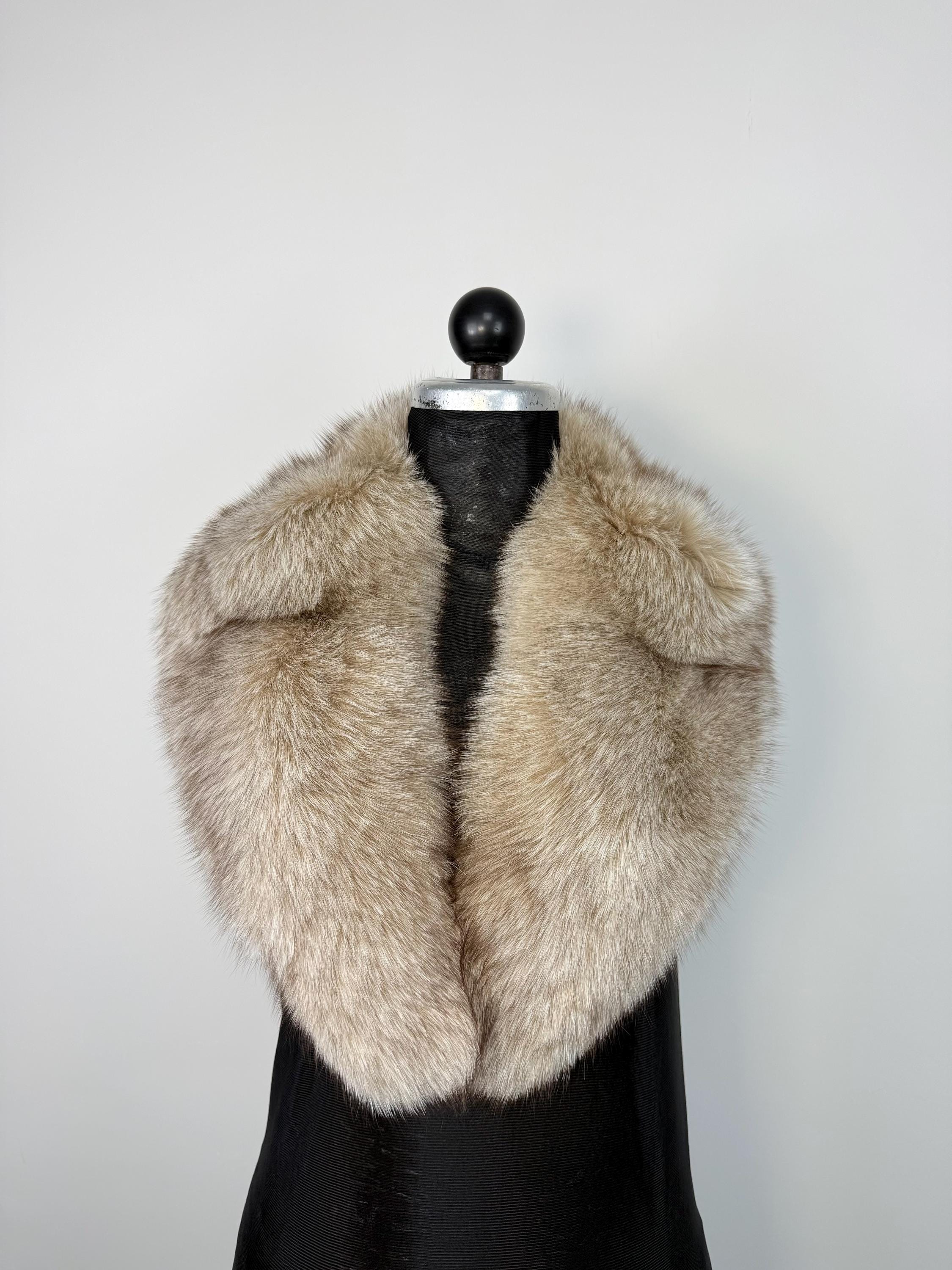 Beige Fox Fur Collar – Real Fur Collar, Handmade in Greece, Luxury Neck Accessory