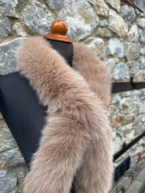 Beige Fox Fur Scarf – Real Fur Scarf, Handmade in Greece, Luxury Winter Scarf