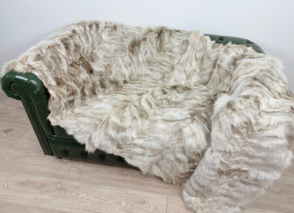Luxury Fox Fur Blanket: Handmade Real Fur Throw