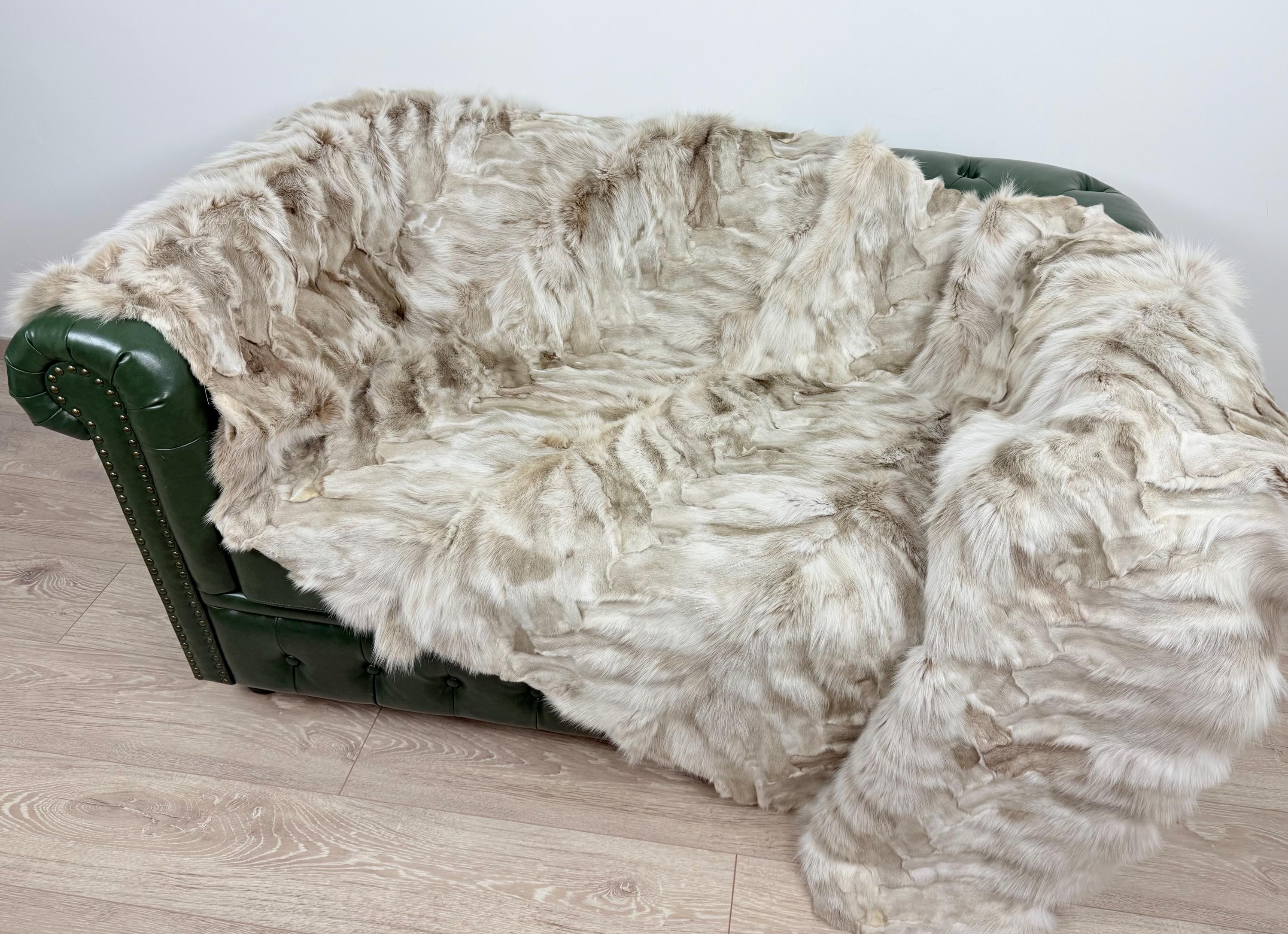 Luxury Fox Fur Blanket: Handmade Real Fur Throw