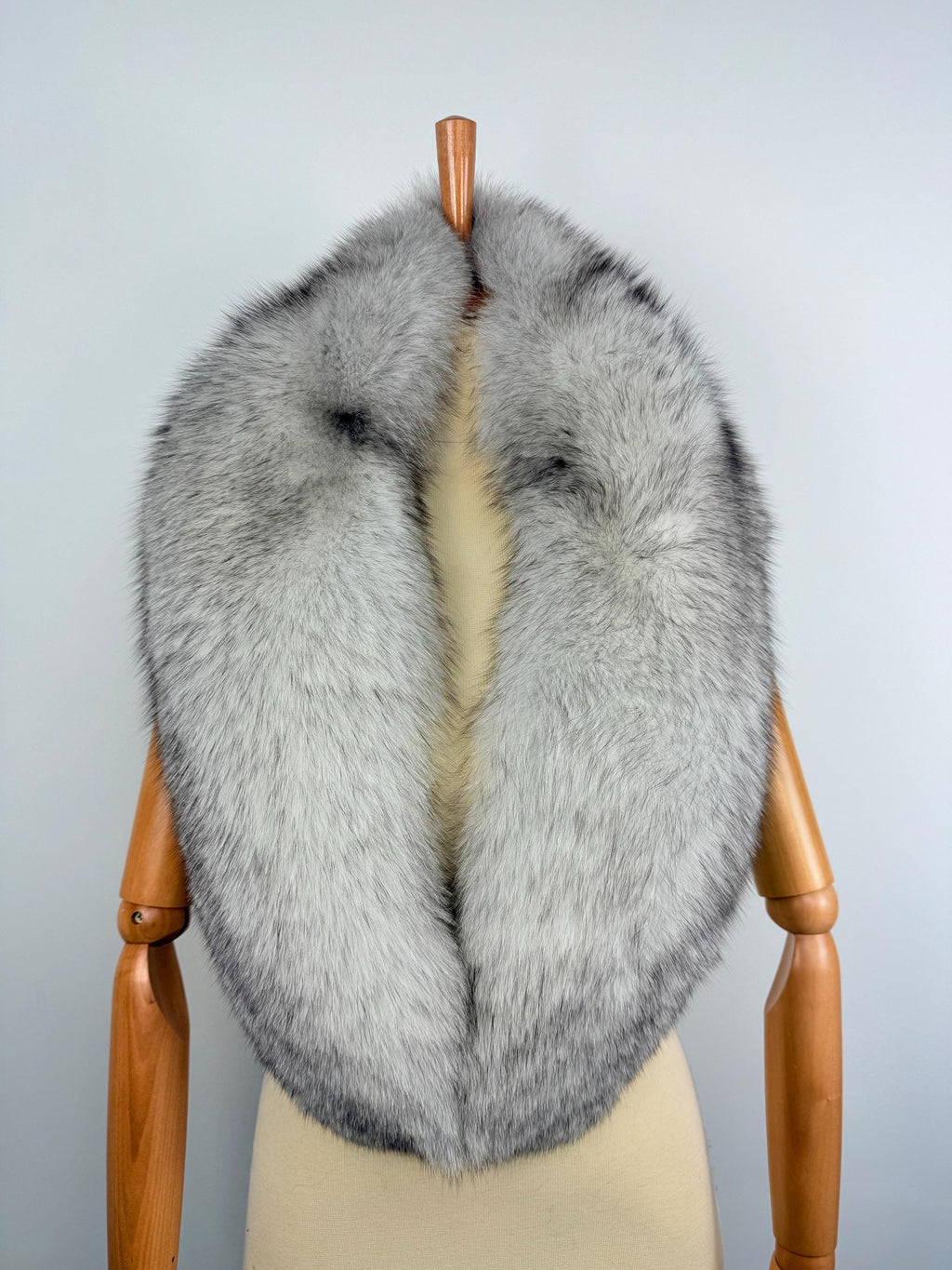 Luxury Real Blue Fox Fur Stole: Extra Long Fur Collar