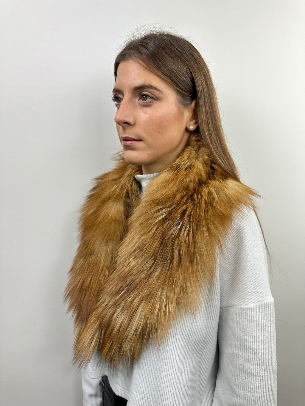 Real Fur Fox Collar: Handmade Stole with Satin Lining