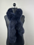 Blue Black Fox Fur Scarf: Handmade Genuine Fur, Luxury Neck Wrap