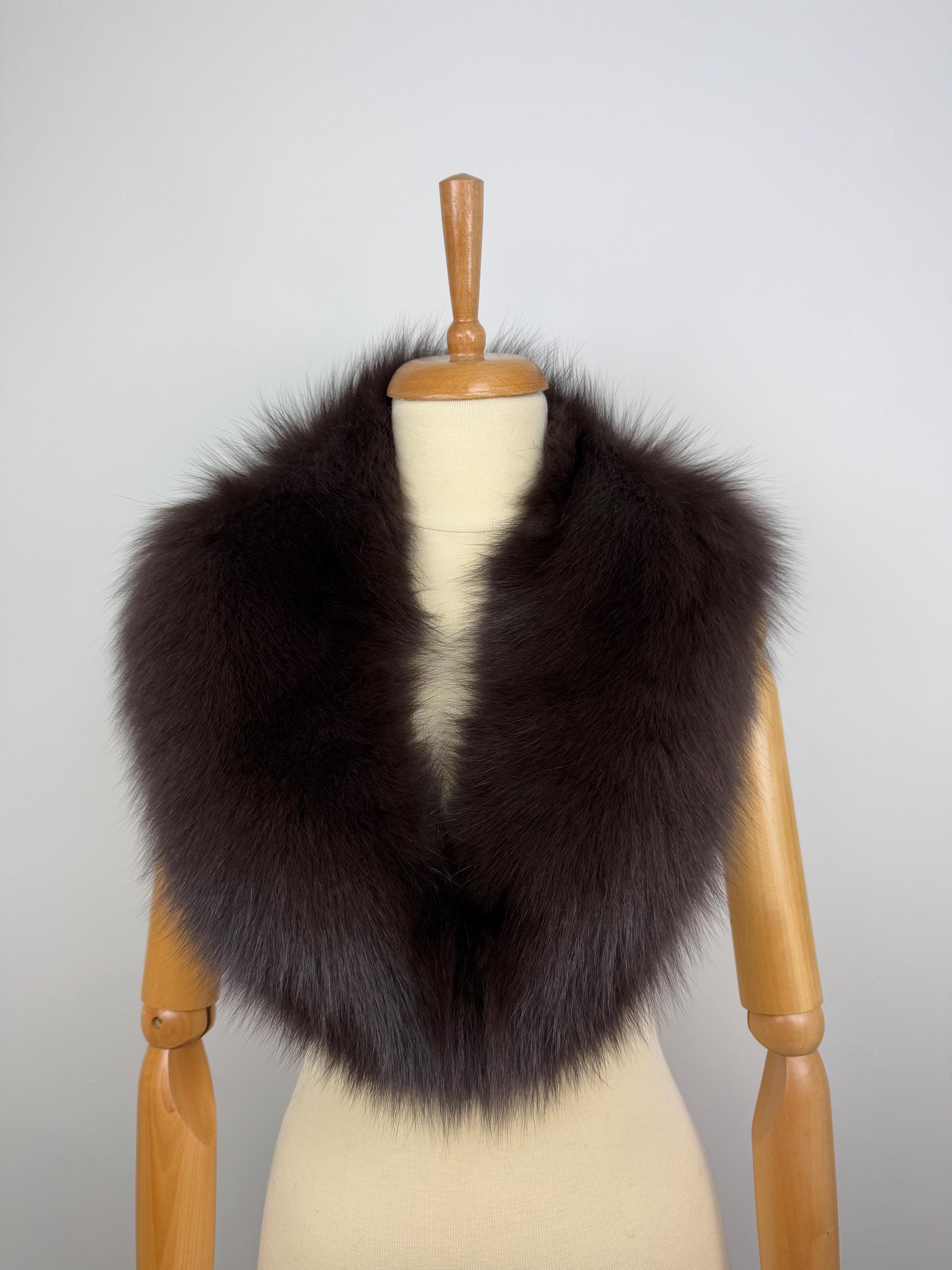 Brown Fox Fur Collar – Real Fur Collar, Handmade in Greece, Luxury Neck Accessory
