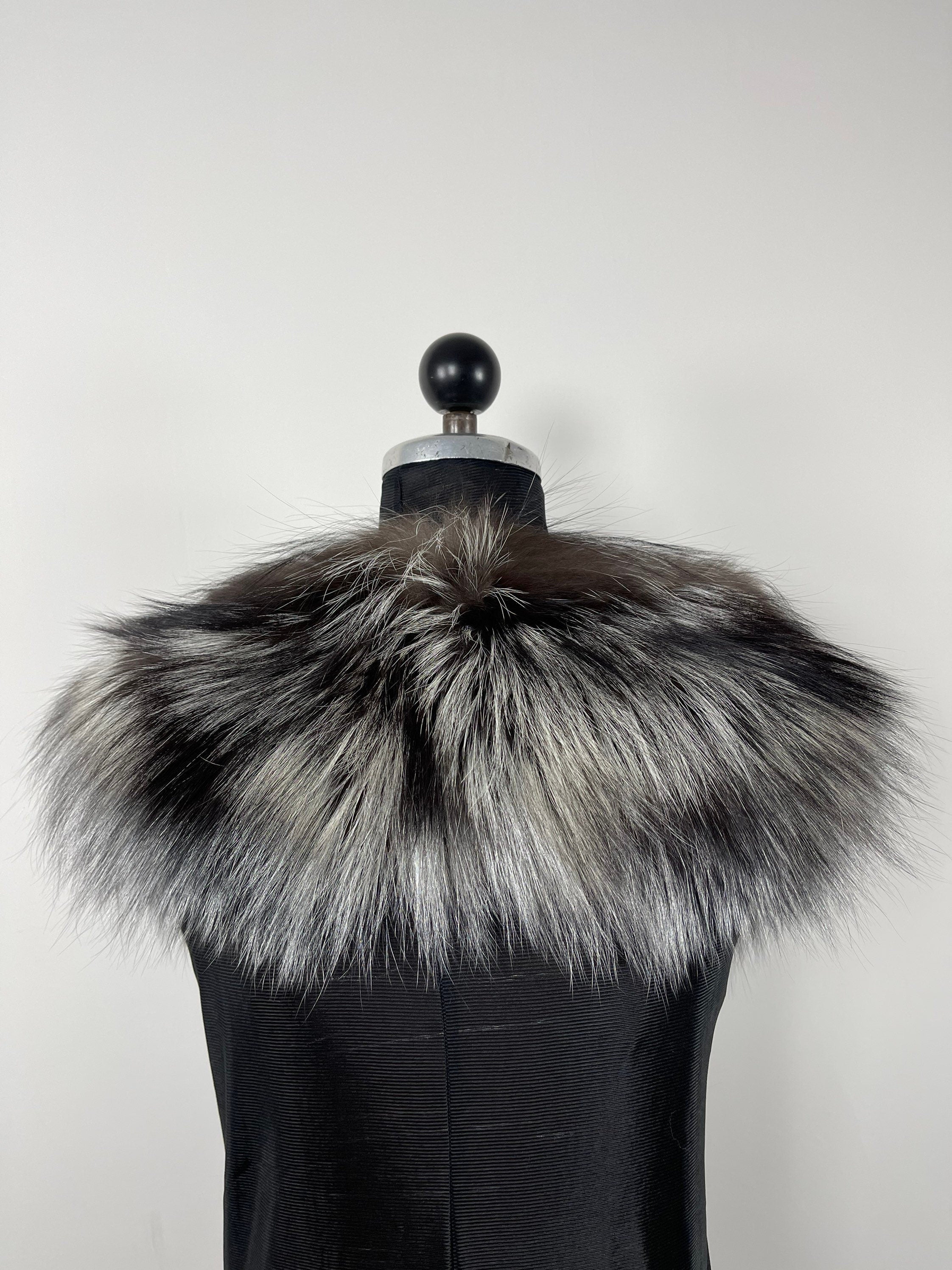 Silver Fox Fur Collar – Real Fur Collar, Handmade in Greece, Luxury Neck Accessory
