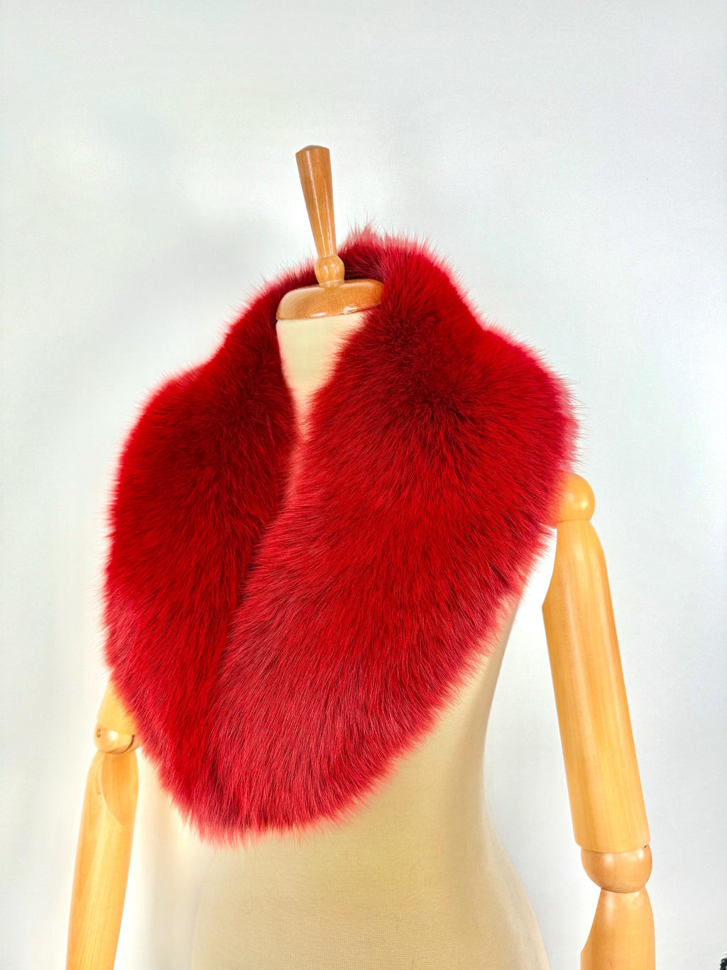 Red Fur Collar, Real Fox Fur Collar, Handmade Fur Collar, Luxury Winter Fur Accessory