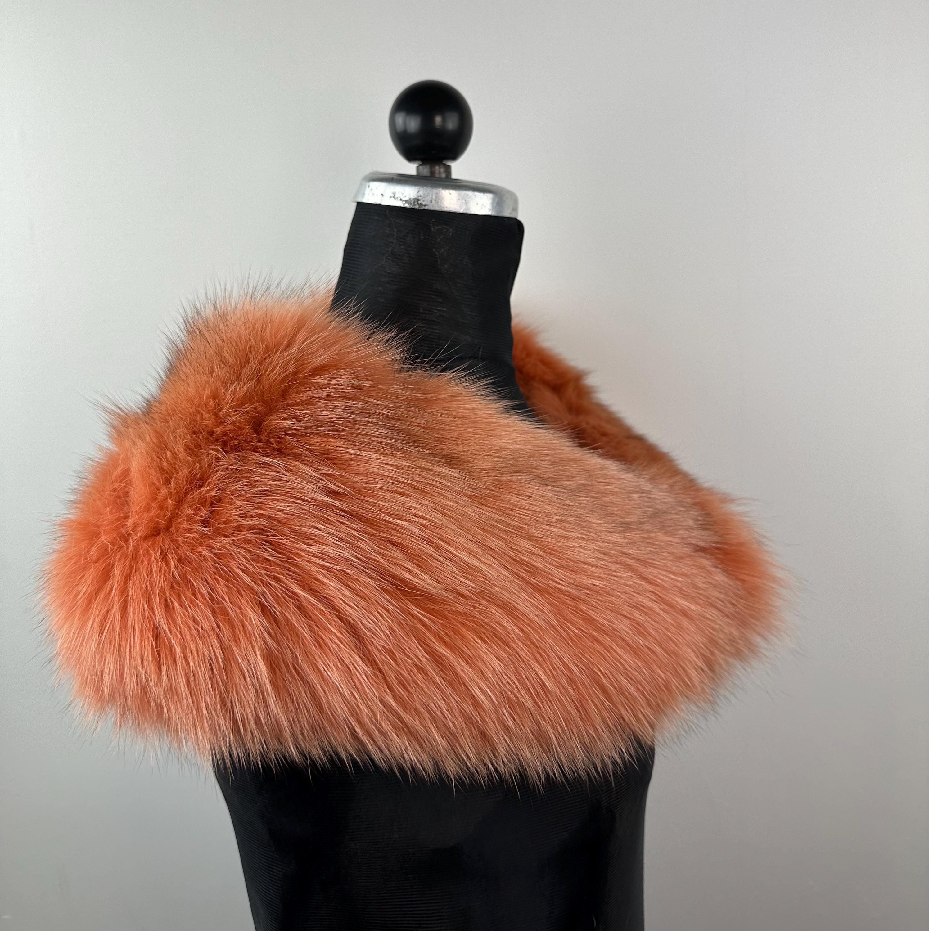 Luxury Orange Fox Fur Collar: Genuine Fur Stole