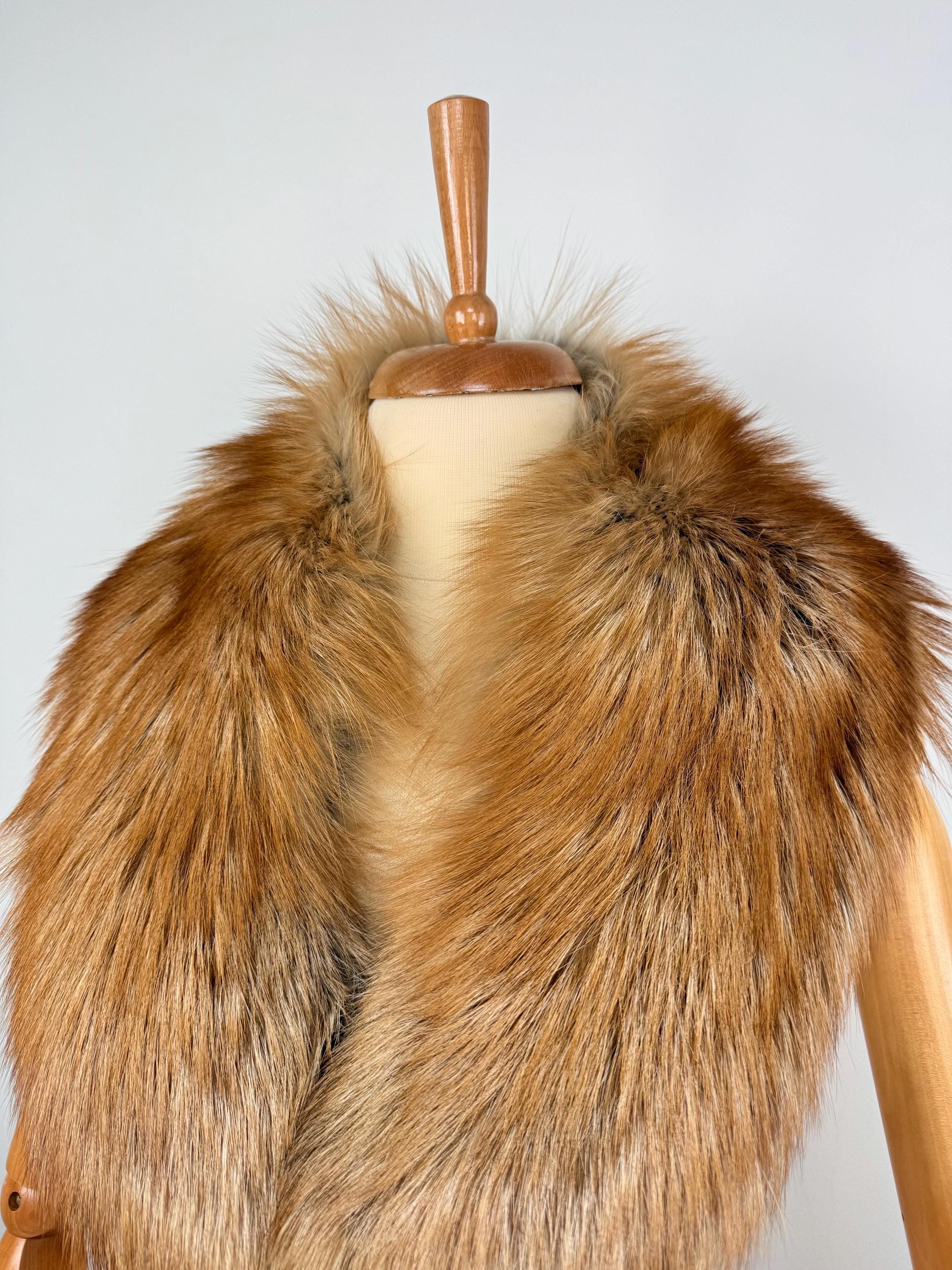 Gold Fox Fur Collar – Real Fur Collar, Handmade in Greece, Luxury Neck Accessory