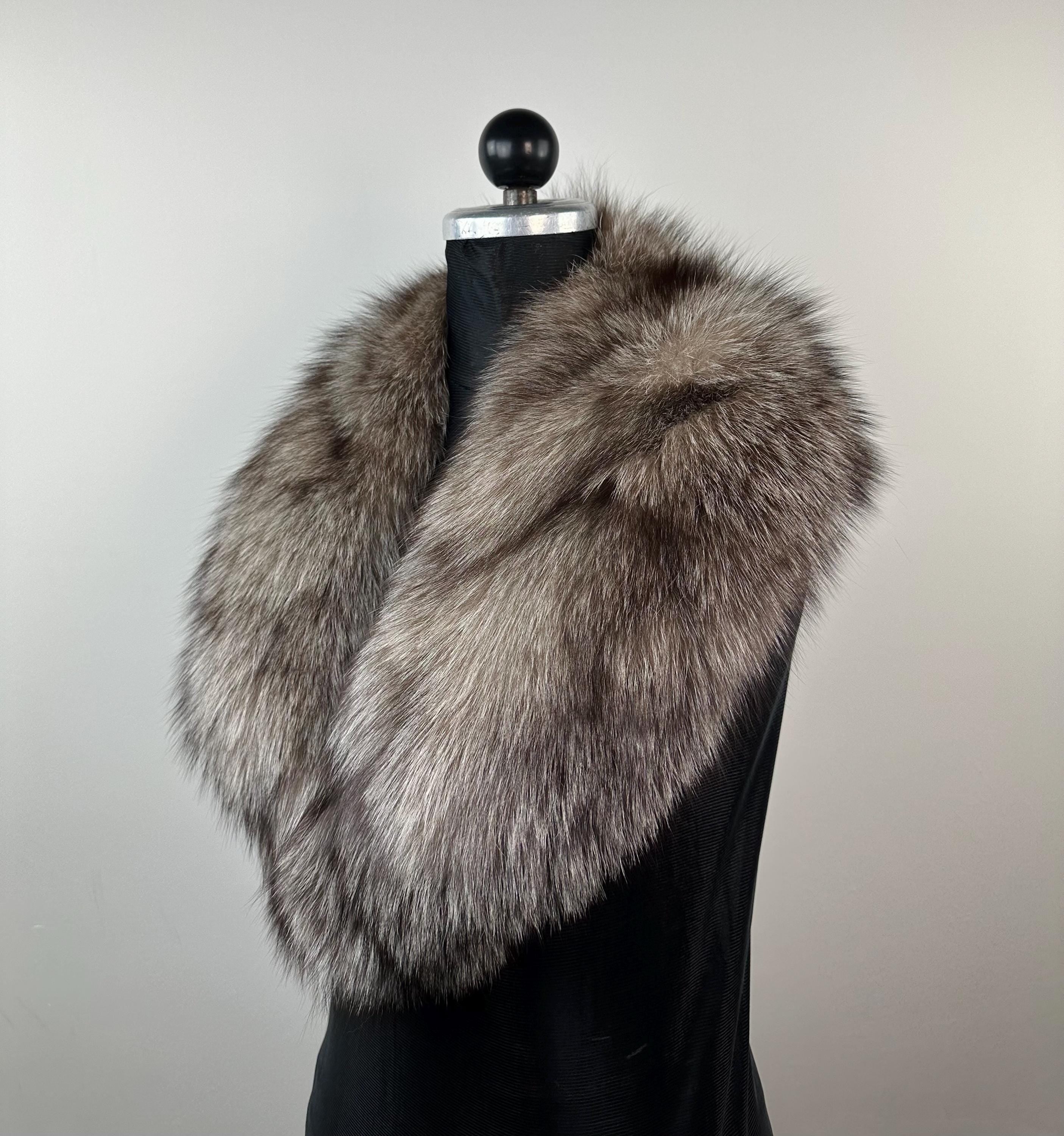 Crystal Frost Fox Fur Collar – Real Fur Collar, Handmade in Greece, Luxury Neck Accessory