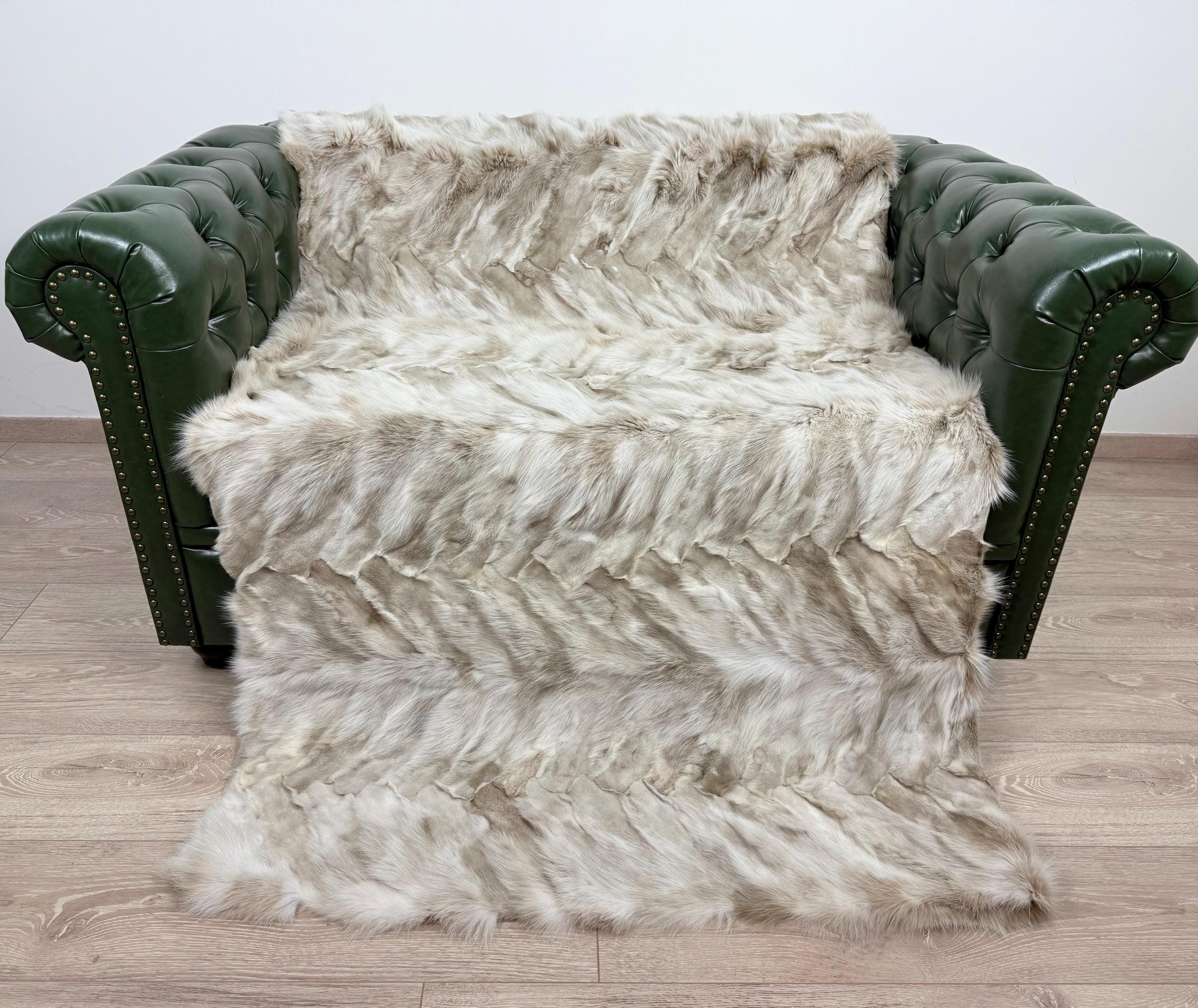 Luxury Fox Fur Blanket: Handmade Real Fur Throw