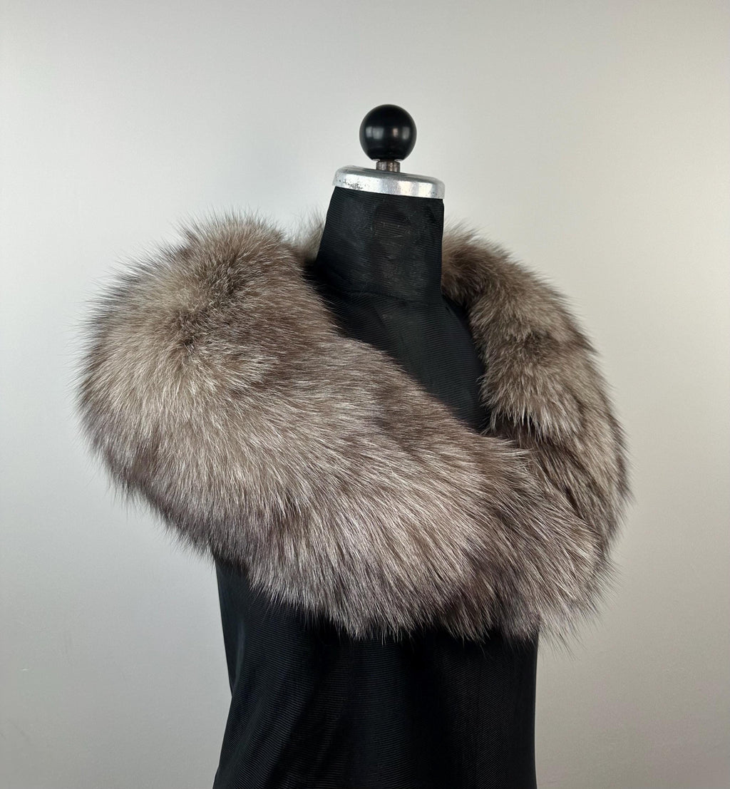 Crystal Frost Fox Fur Collar – Real Fur Collar, Handmade in Greece, Luxury Neck Accessory