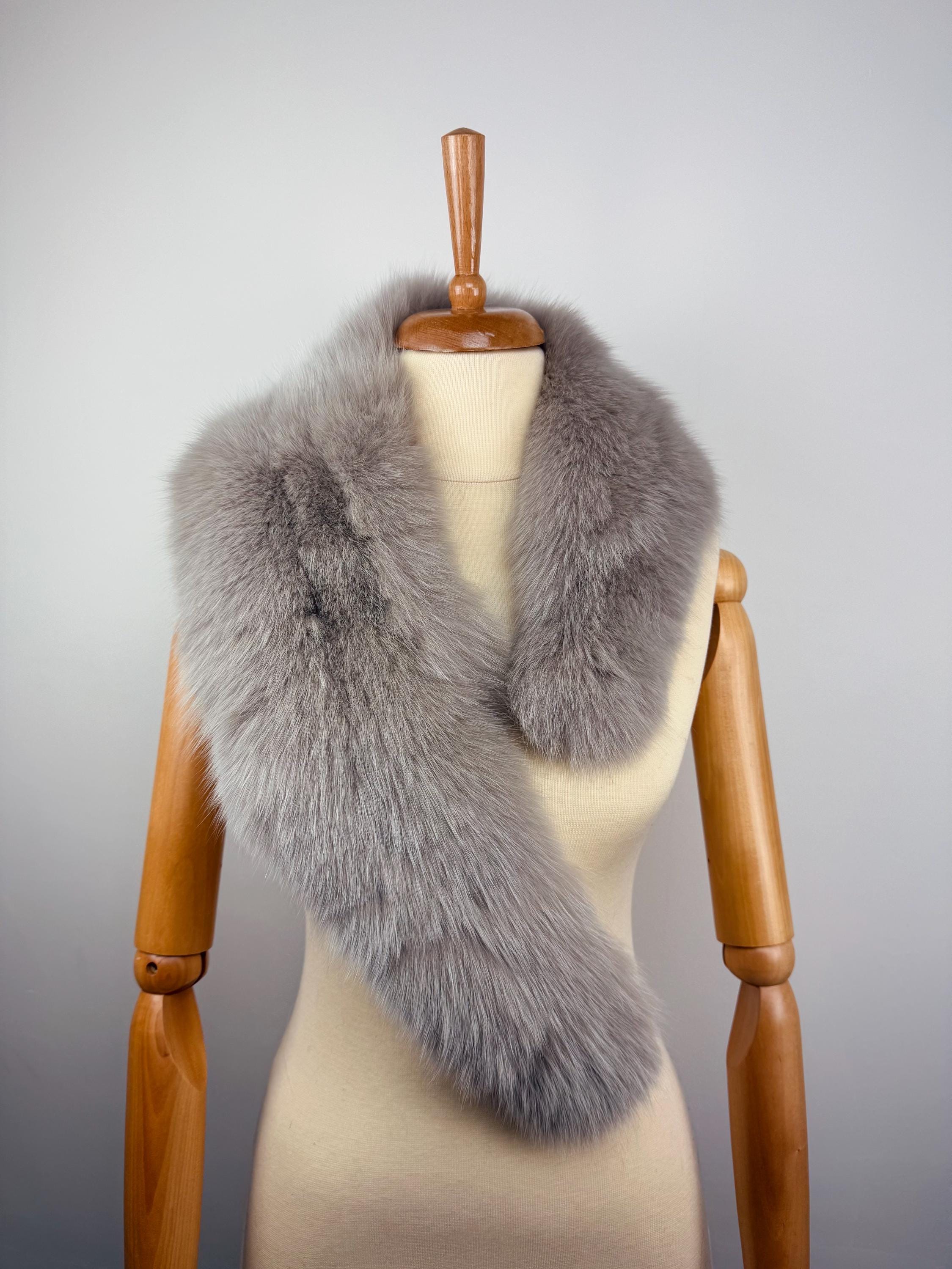 Gray Fox Fur Collar – Real Fur Collar, Handmade in Greece, Luxury Neck Accessory