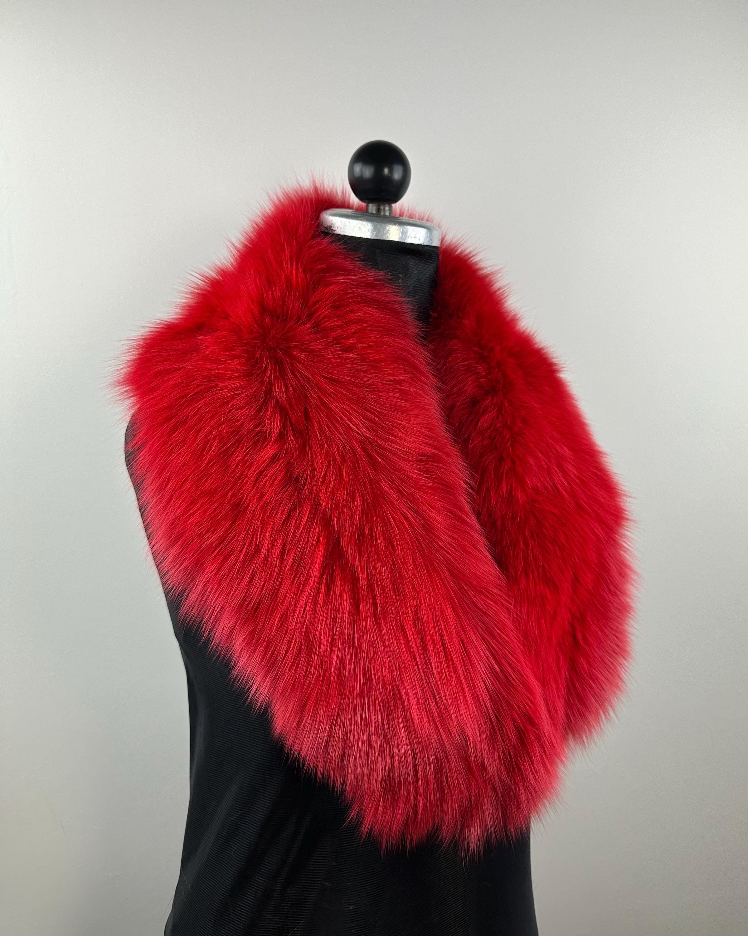 Luxury Red Fox Fur Collar – Real Fur, Handmade in Greece, Elegant Neck Accessory