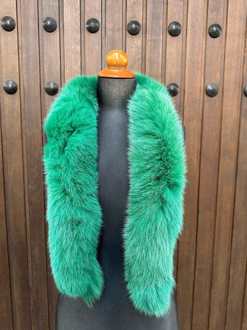 Green Fox Fur Scarf, Real Fur Scarf, Handmade Fur Scarf, Luxury Winter Scarf for Women